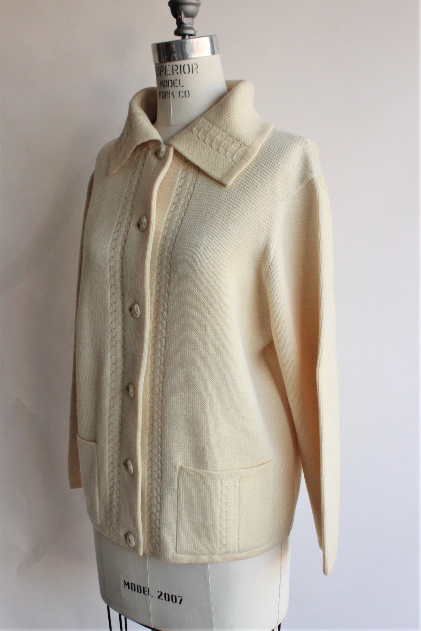 Vintage 1960s Yellow Wool Cardigan Sweater With Pockets