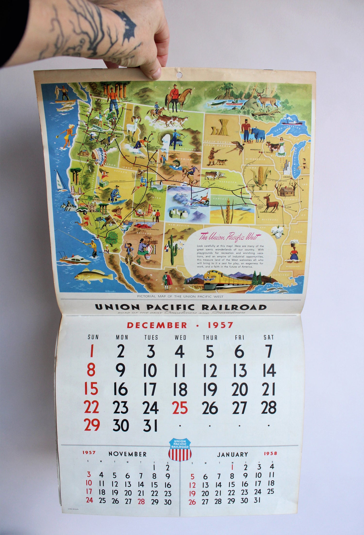Vintage 1950s Union Pacific Railroad Calendar