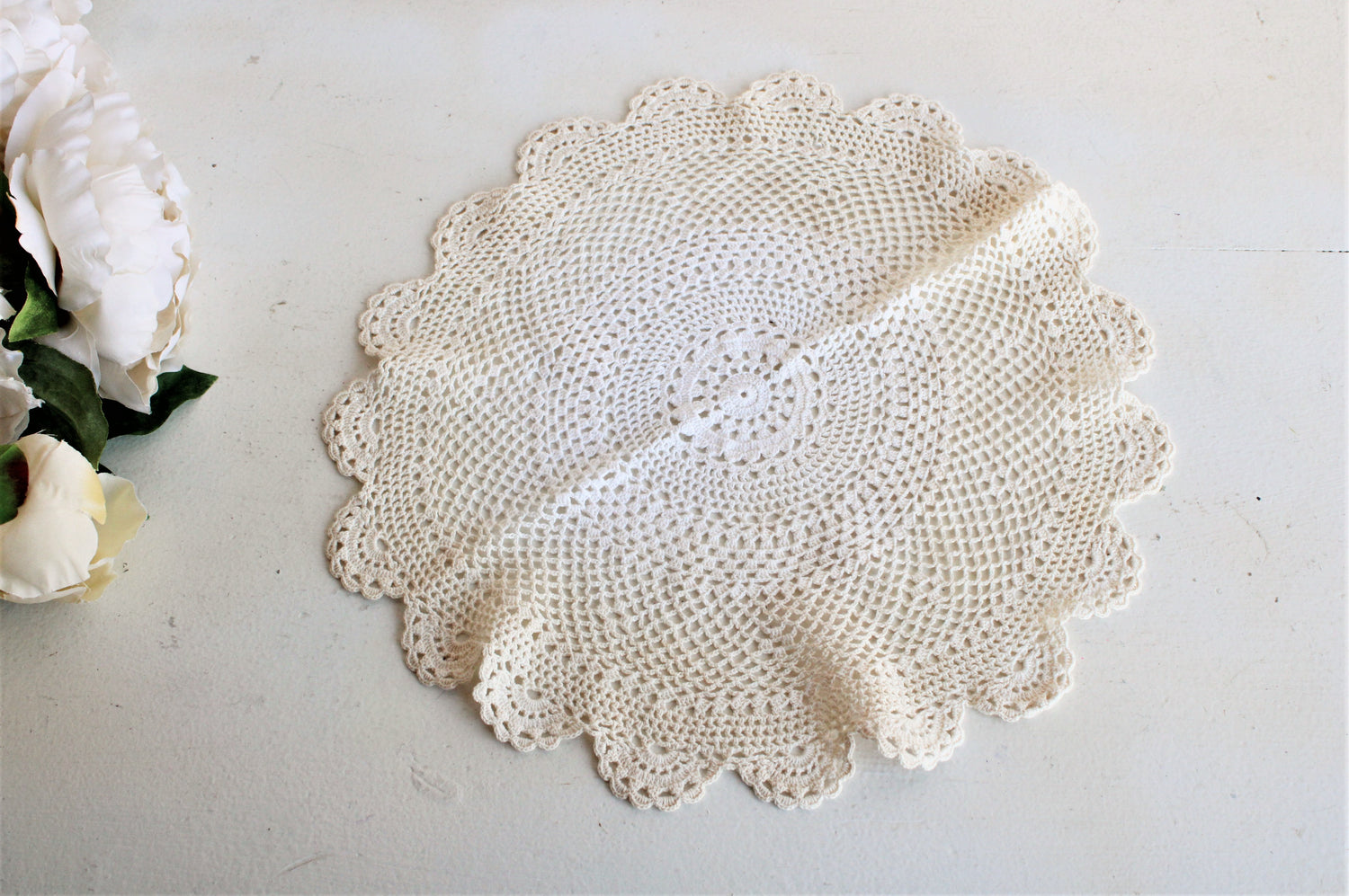 Vintage Ivory Crochet Doily