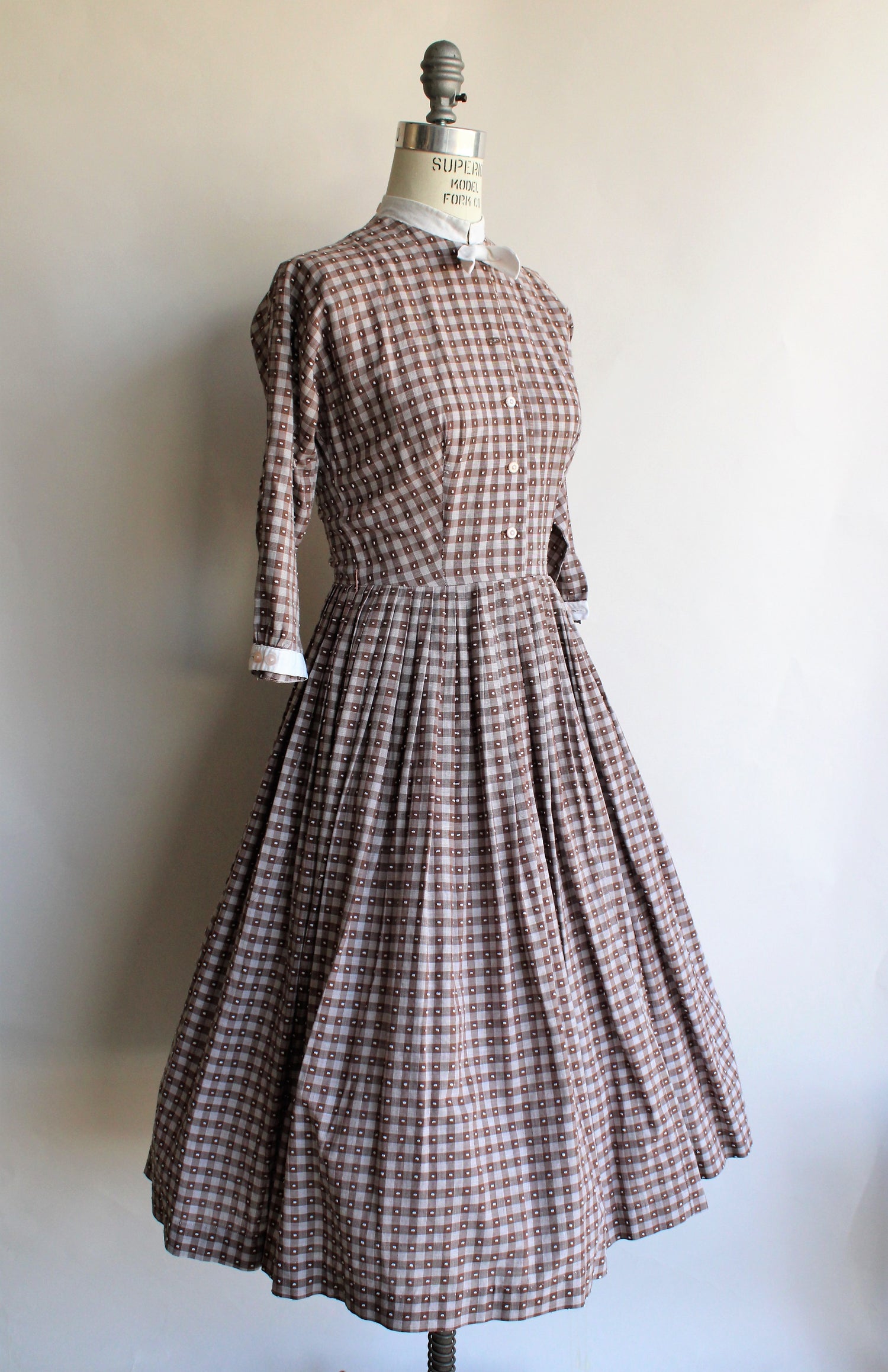 Vintage 1950s Brown Check Fit and Flare Dress by Dress Town – Toadstool ...