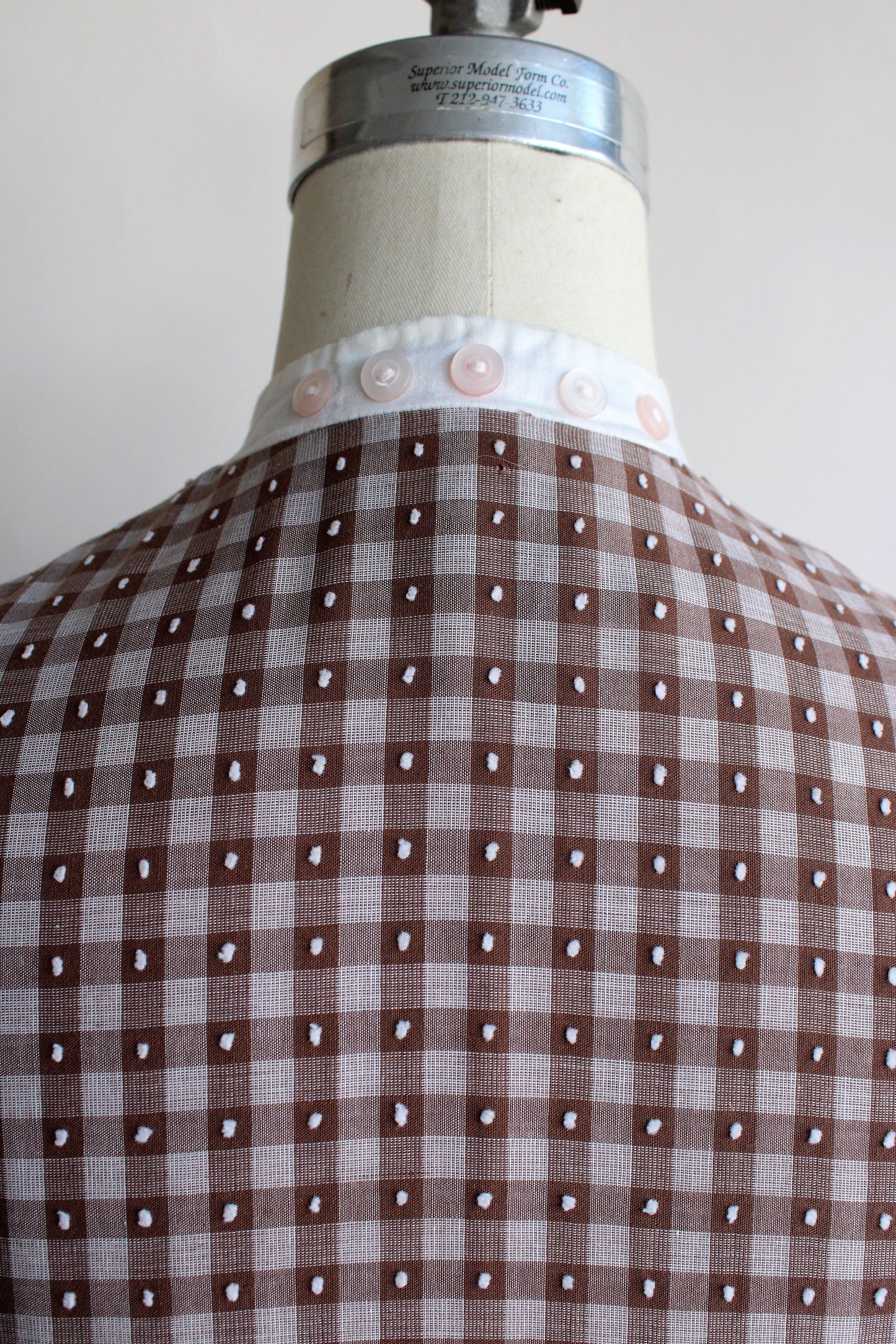 Vintage 1950s Brown Check Fit and Flare Dress by Dress Town