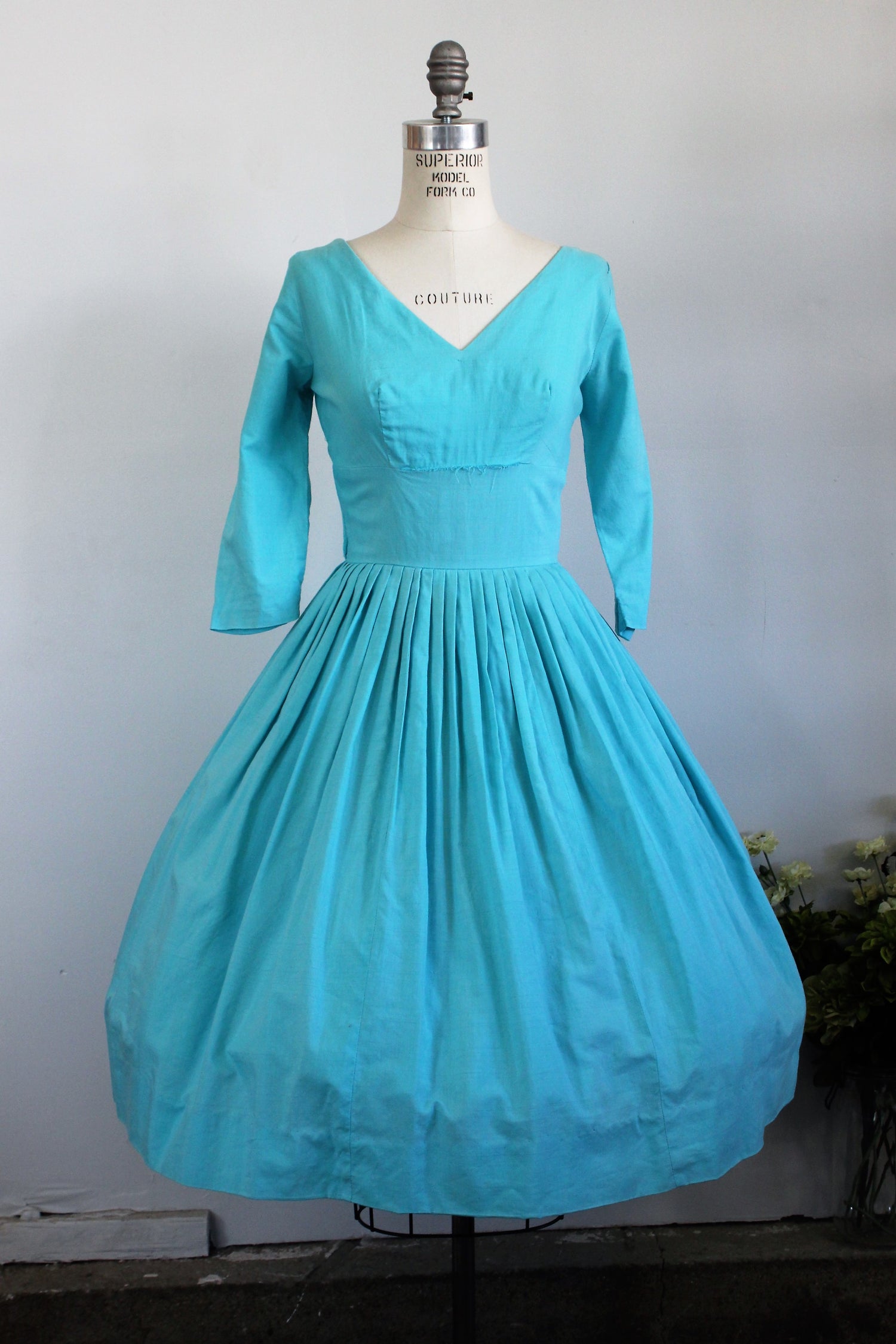 Vintage 1950s New Look Dress in Teal Blue