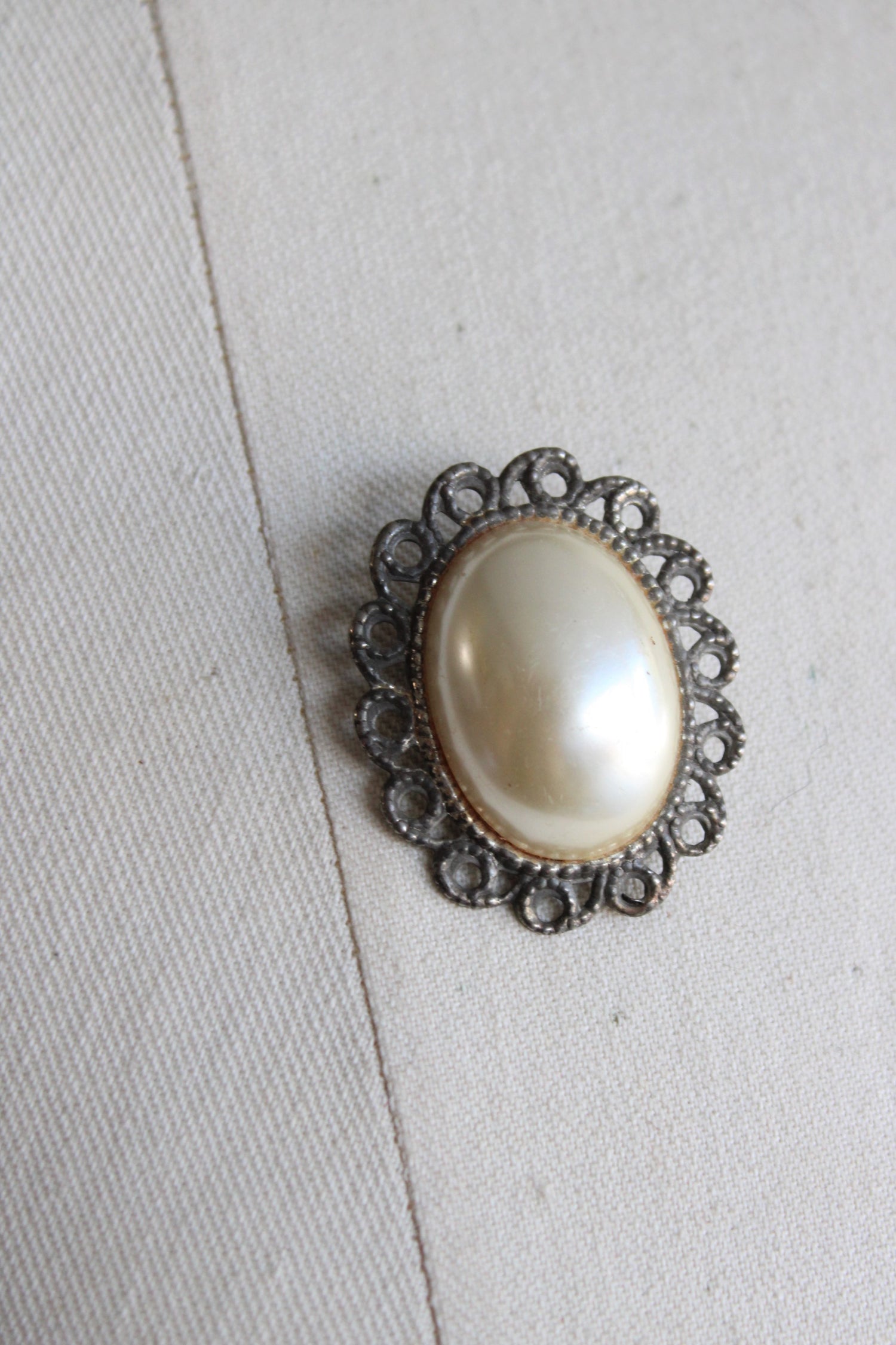 Vintage Faux Pearl Cameo Brooch