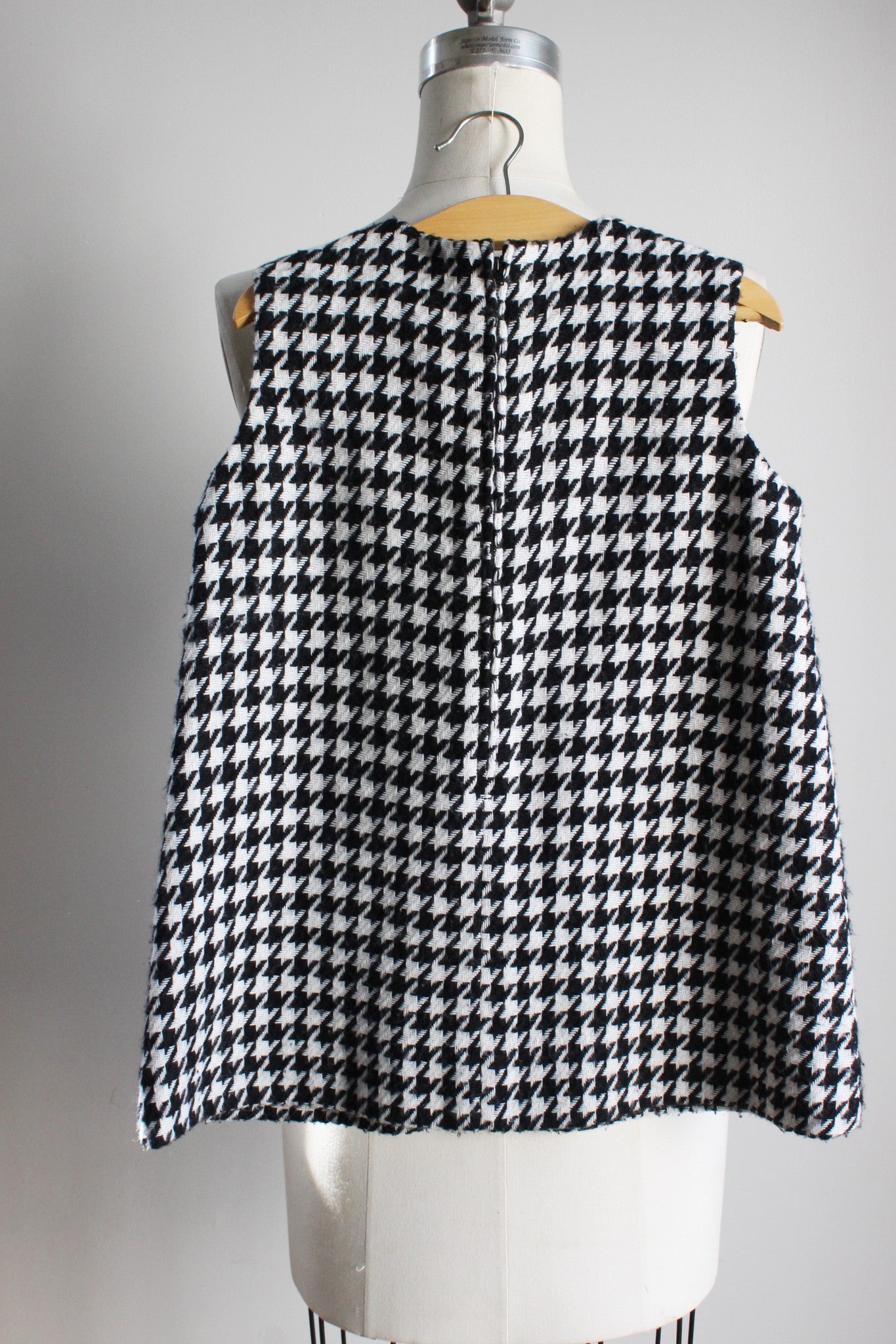 Vintage 1960s Toddler Girls Mod Dress, Houndstooth Check In Black And White