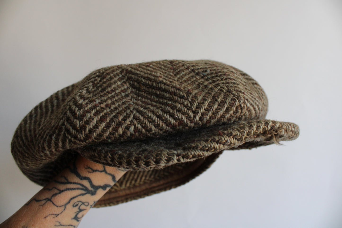 Vintage 1940s Tweed Pageboy Cap Hat
