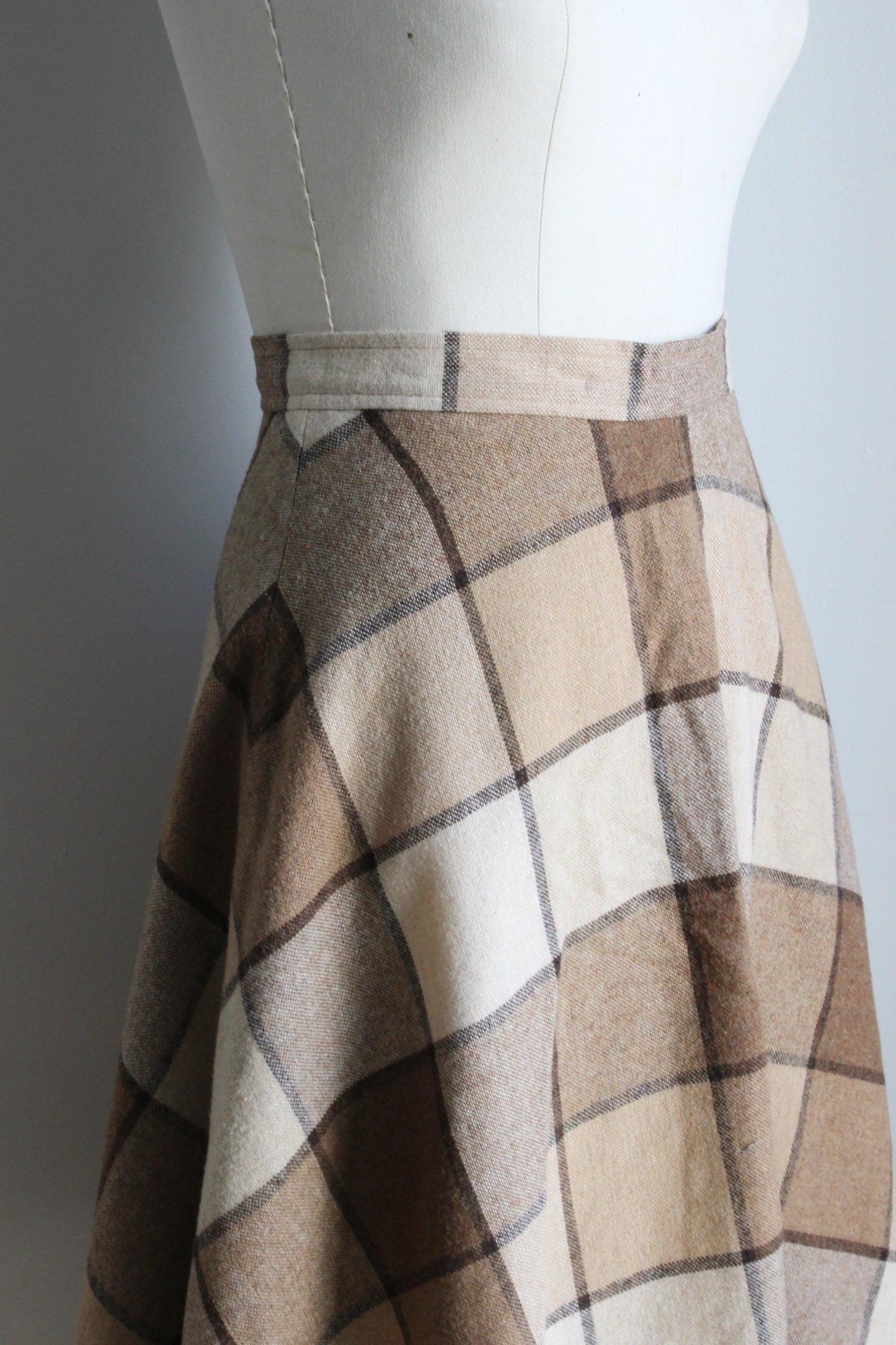 Vintage 1970s Brown Check Skirt