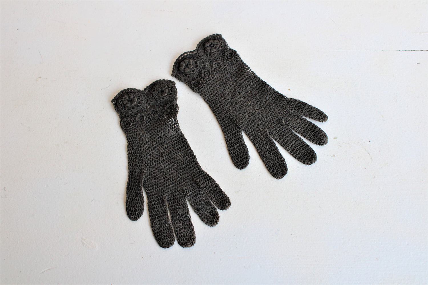 Victorian Black Crochet Gloves