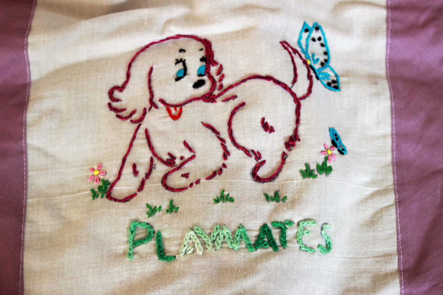 Vintage 1950s Puppy Dog Embroidered Set