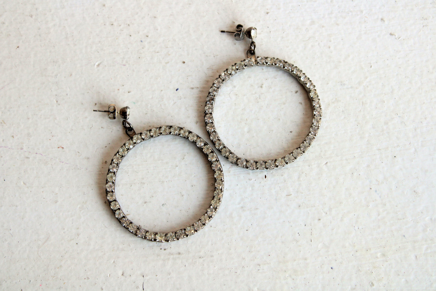 Vintage Rhinestone Hoop Earrings