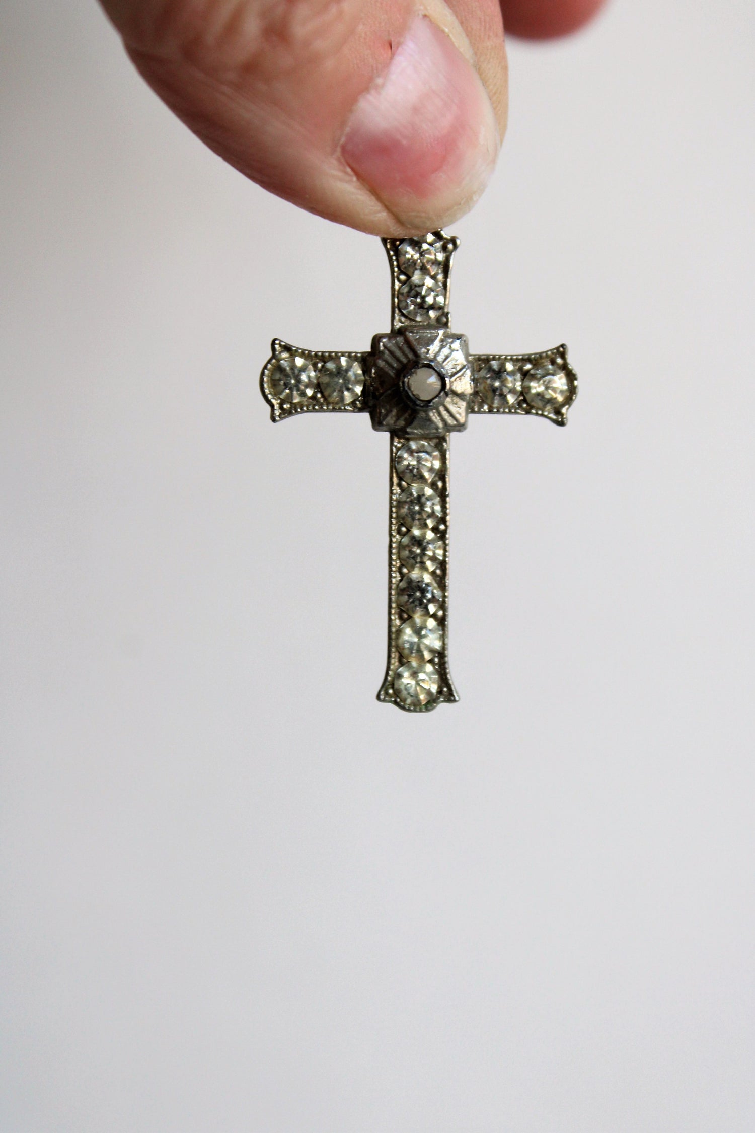 Vintage Rhinestone Cross Pendant