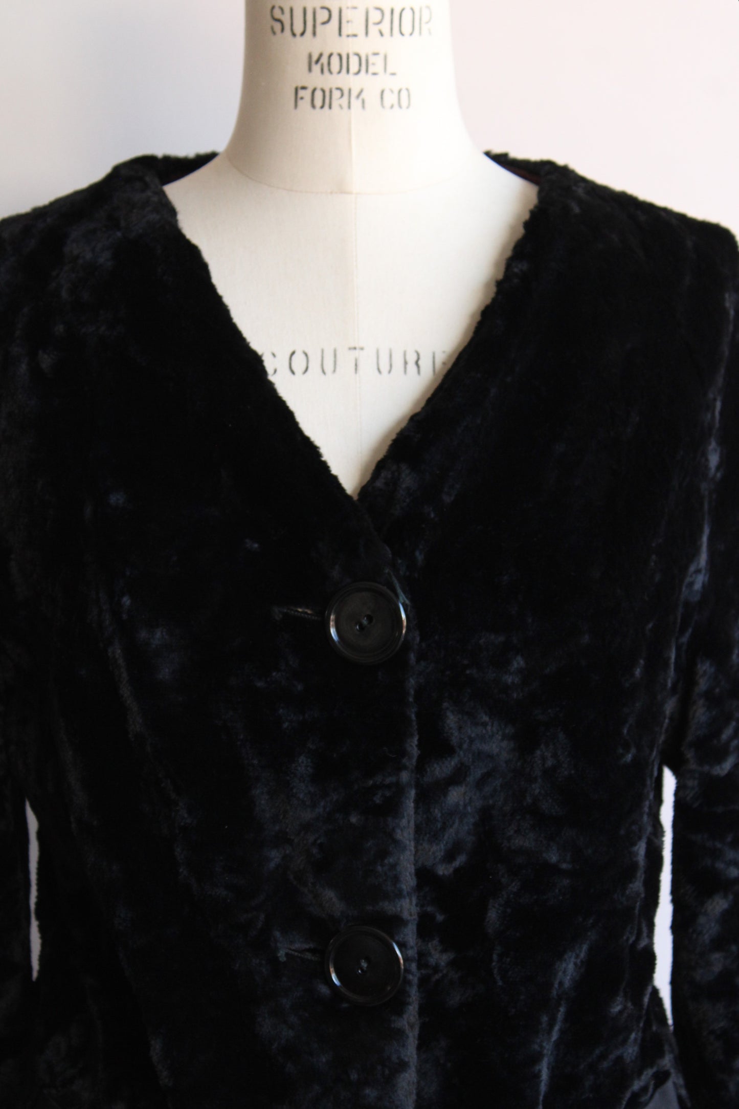 Vintage 1960s Black Faux Fur Short Jacket