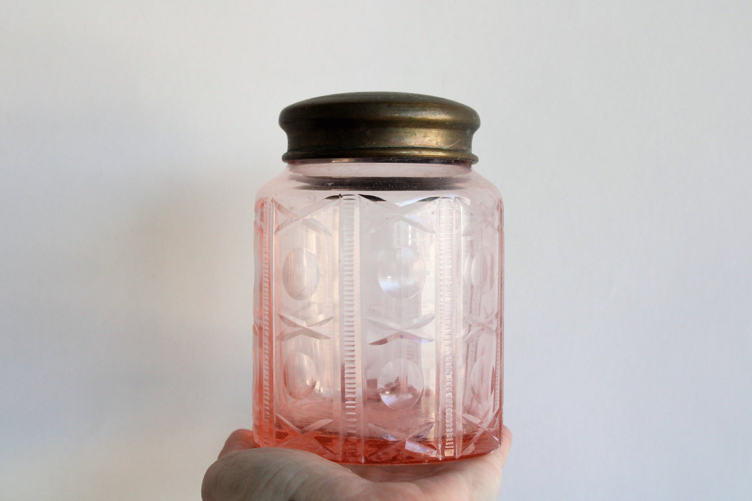 Vintage 1990s Pink Glass Jar
