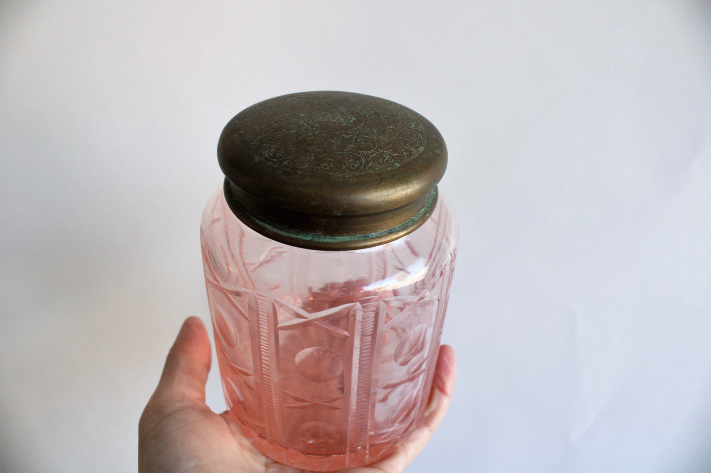Vintage 1990s Pink Glass Jar