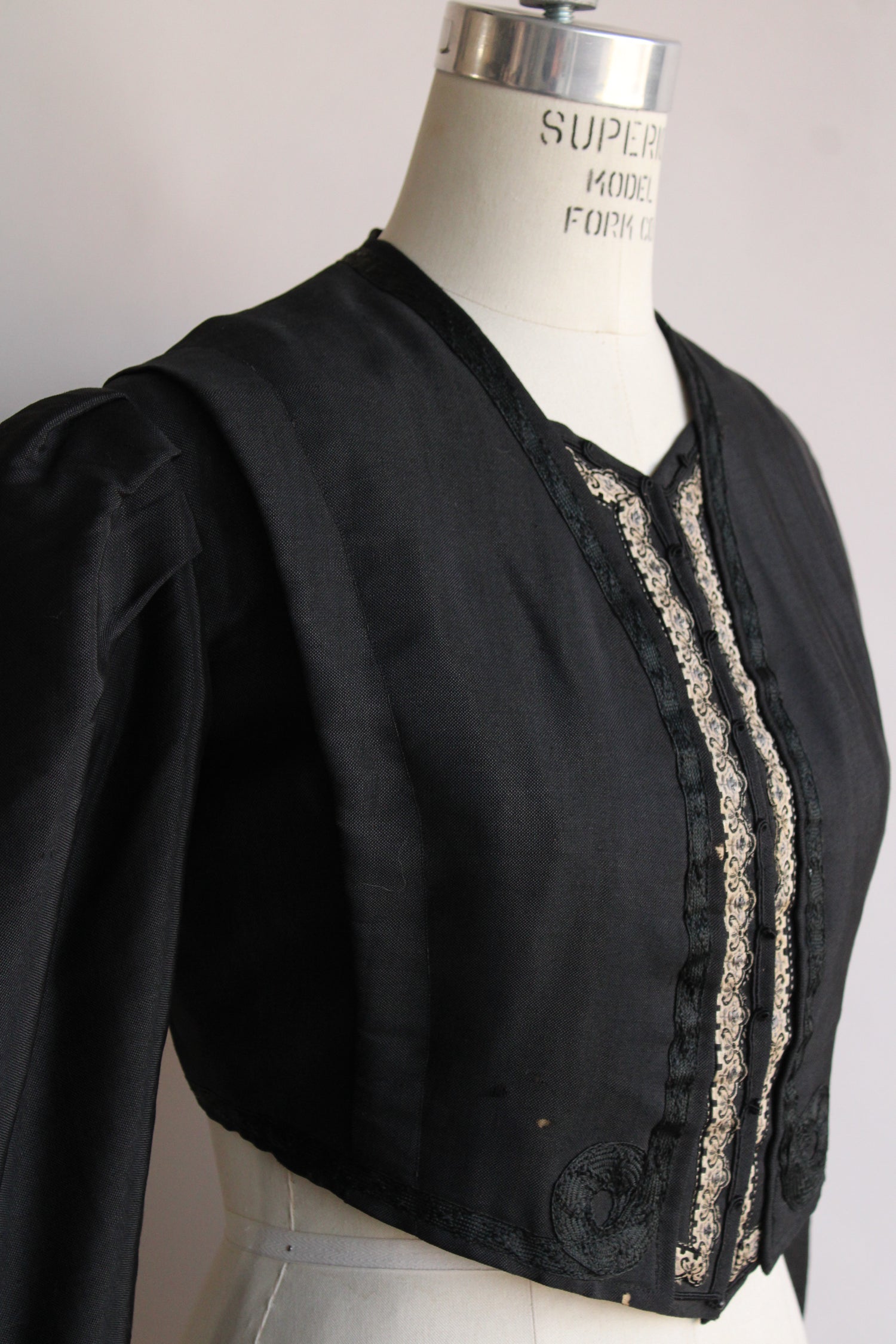 Antique Victorian Black Silk Cord Appliqués, 3 Pieces – Ian