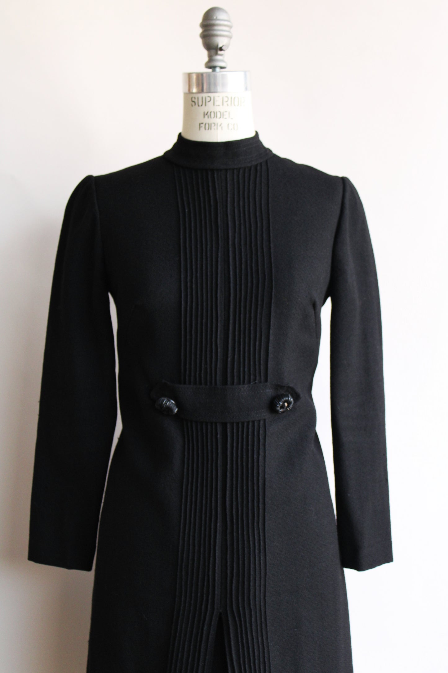 Vintage 1960s Black Wool Dress