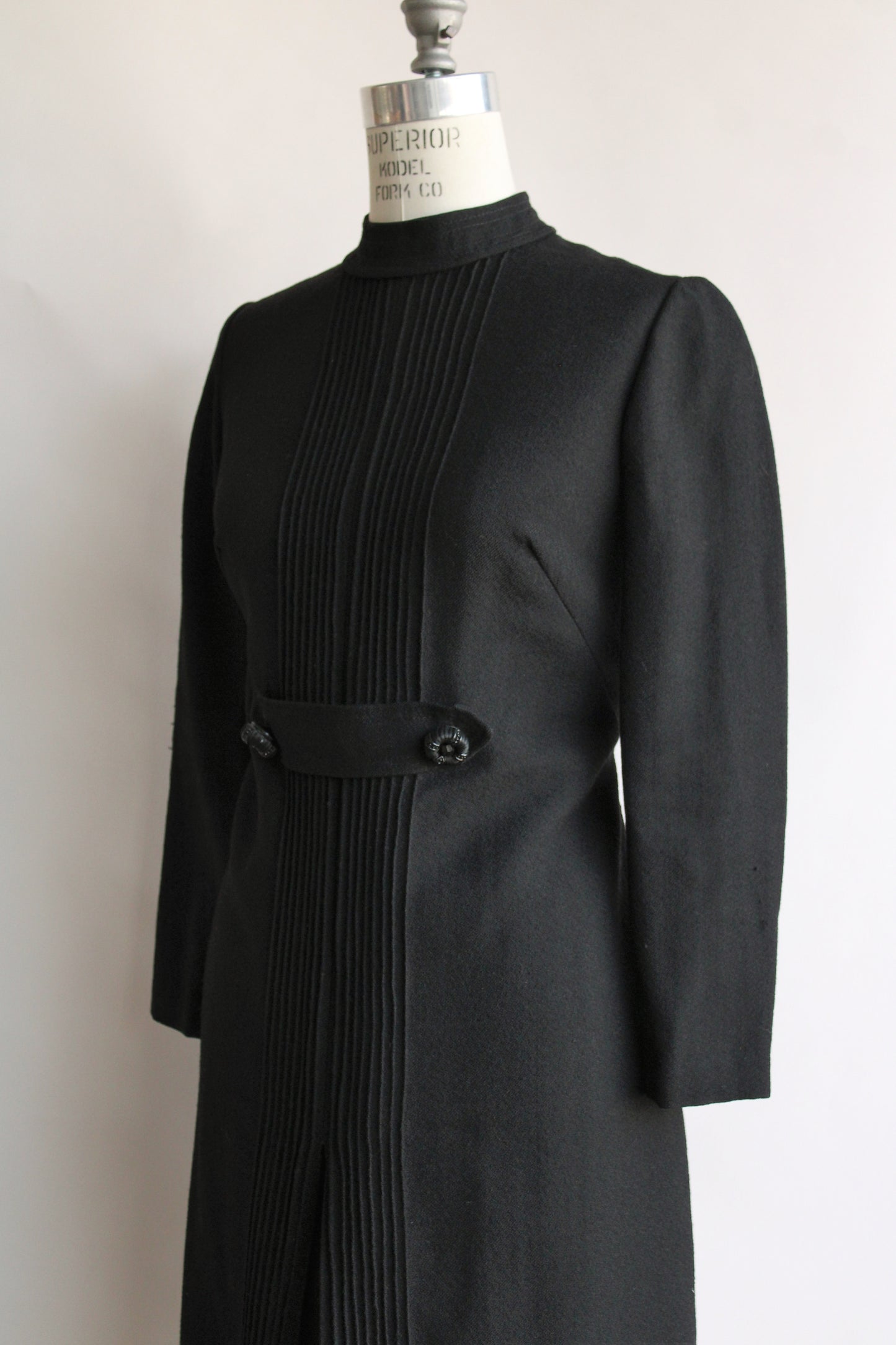 Vintage 1960s Black Wool Dress
