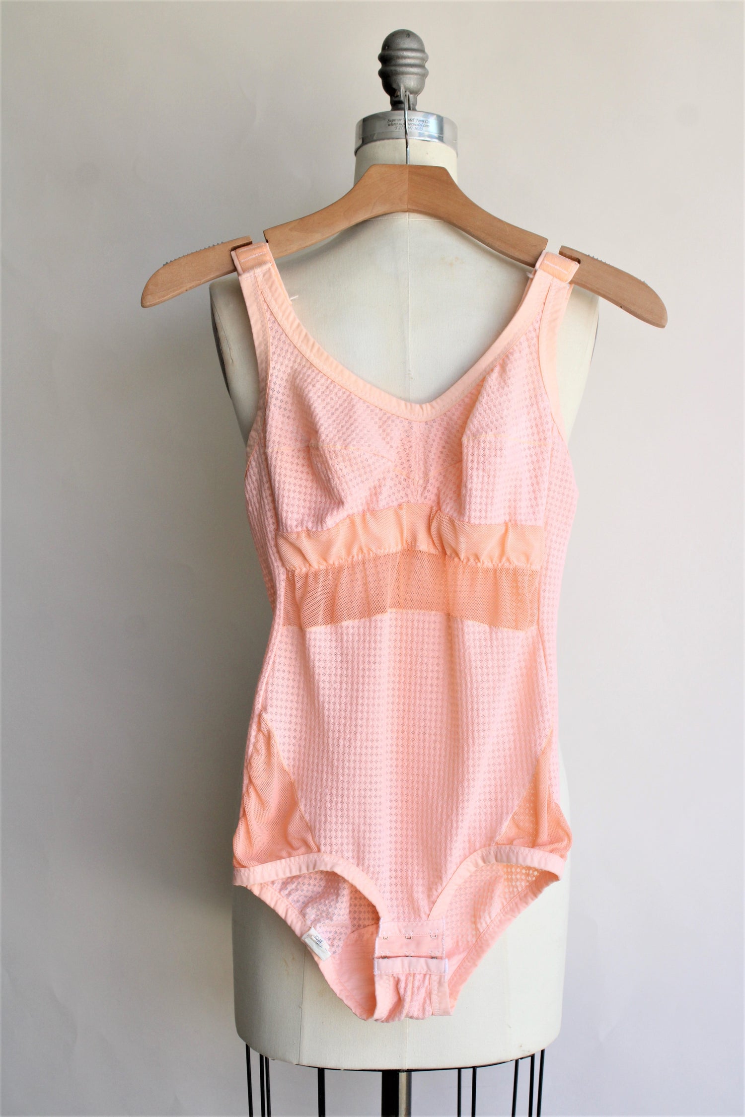 Vintage 1970s 1980s Peach Body Suit Shapewear by Miss Mary of
