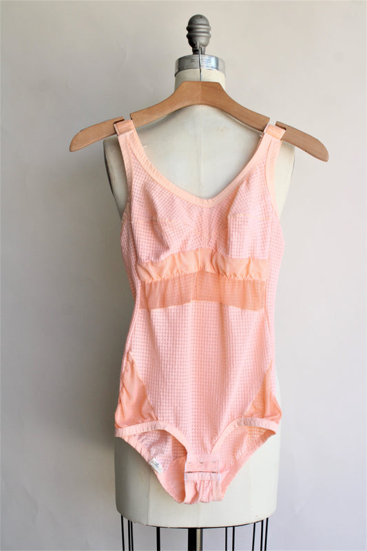 Vintage 1970s 1980s Peach Body Suit Shapewear by Miss Mary of Sweden