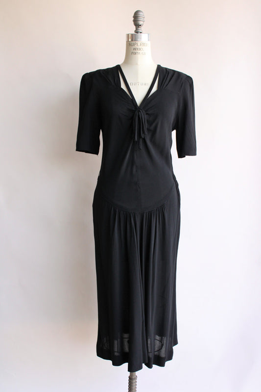 Vintage 1940s Black Dress with Bow