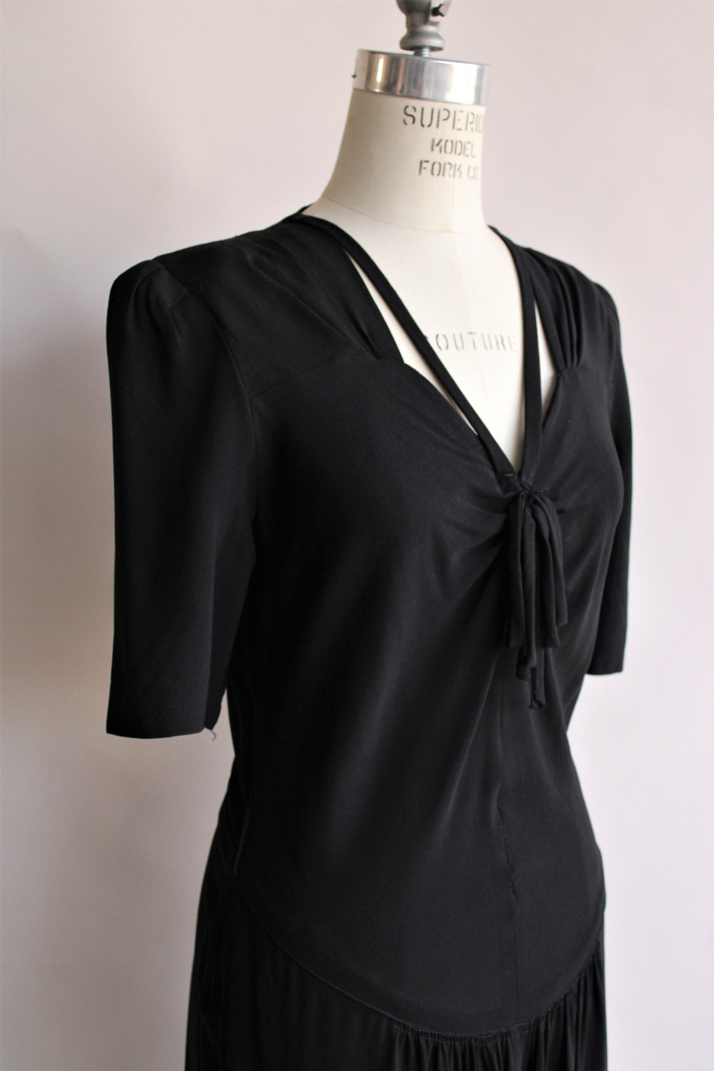 Vintage 1940s Black Dress with Bow