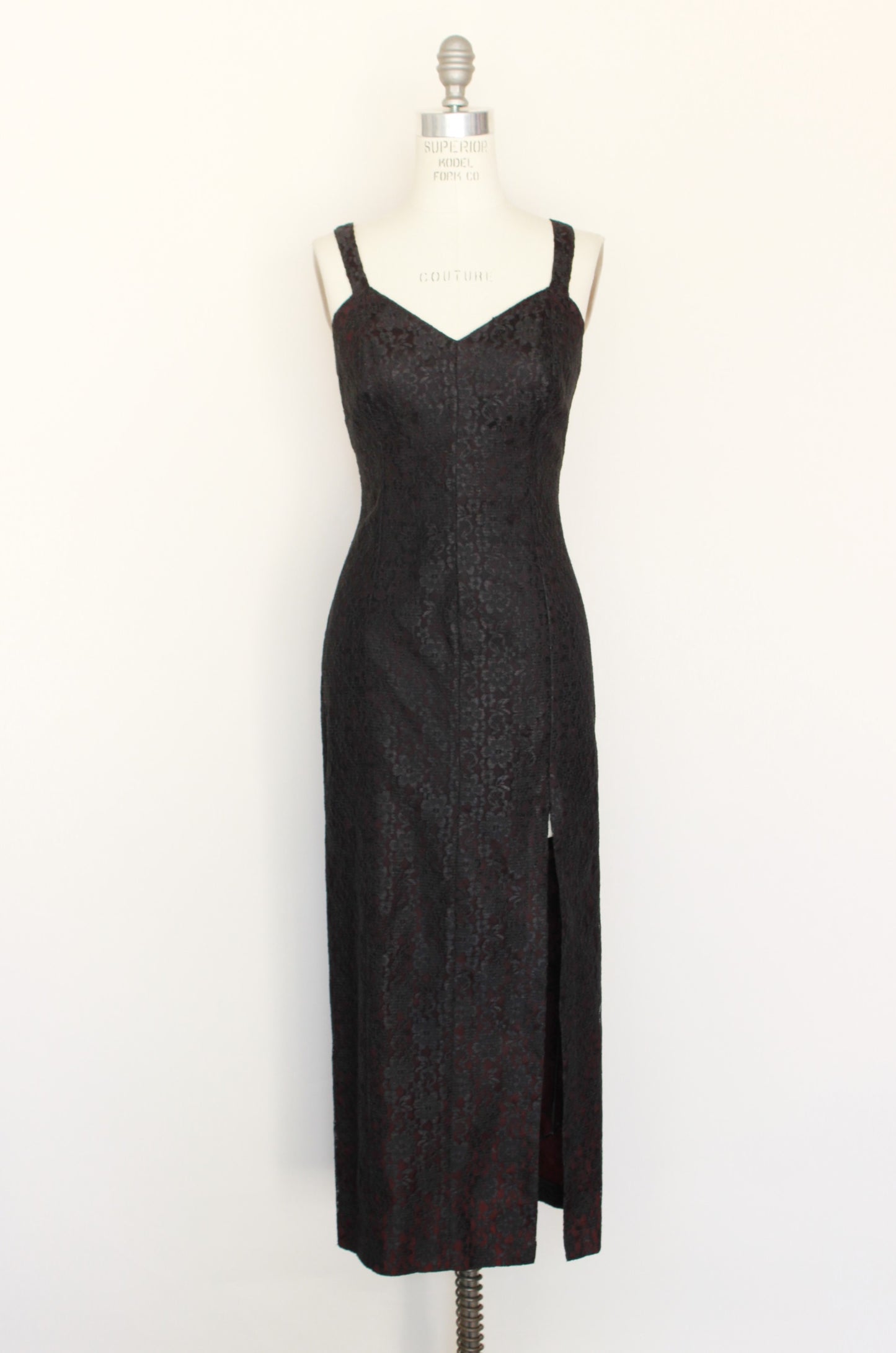 Vintage 1980s Black Lace Vamp Dress