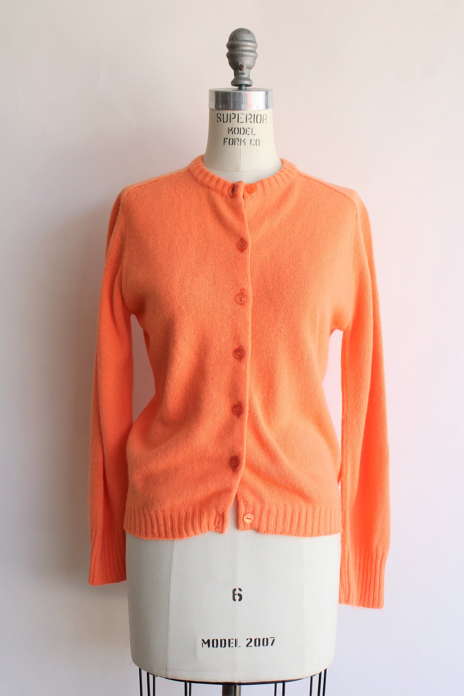 Vintage 1960s 1970s Orange Cardigan Sweater