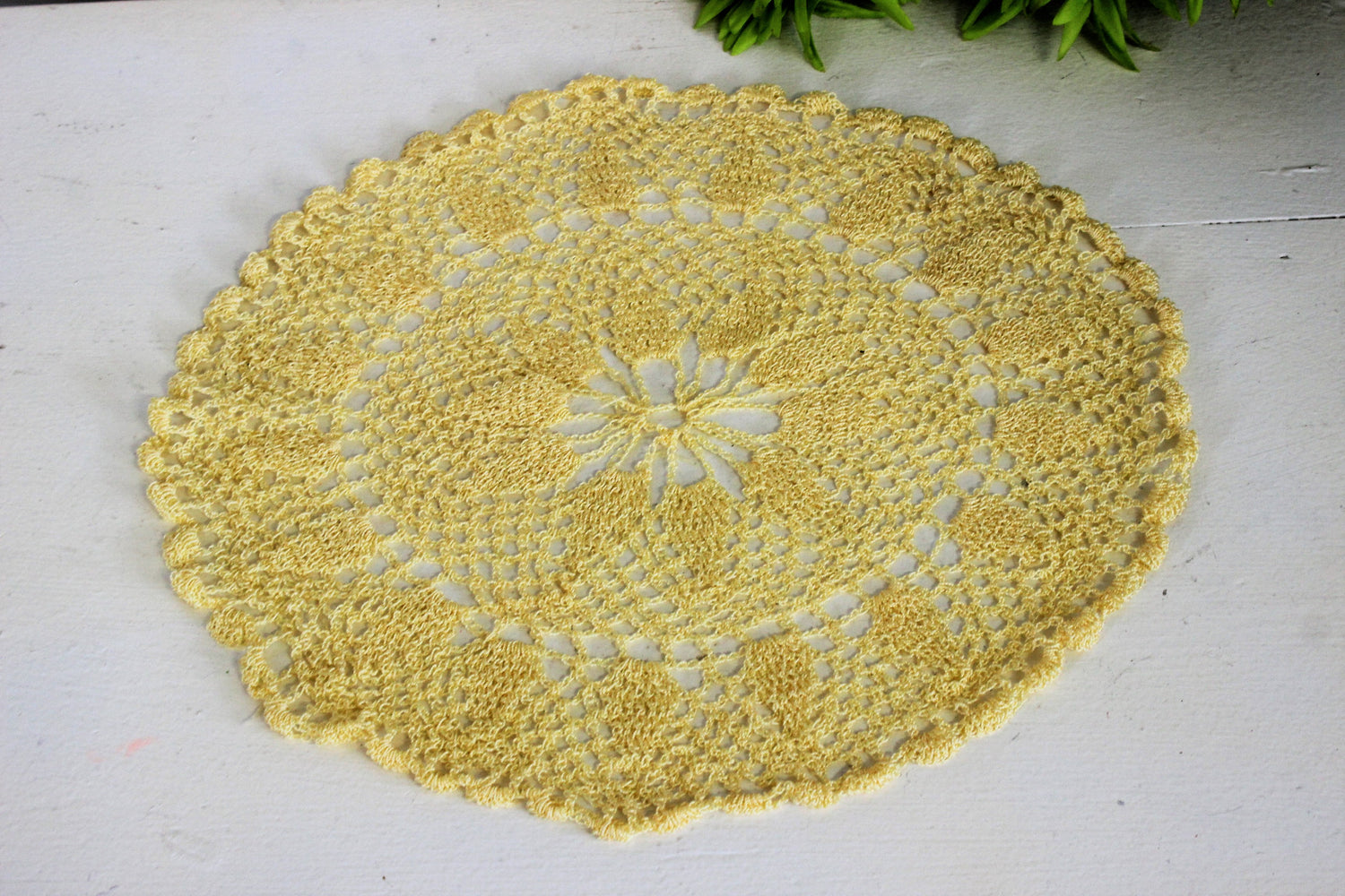 Vintage Crochet Doily in Yellow
