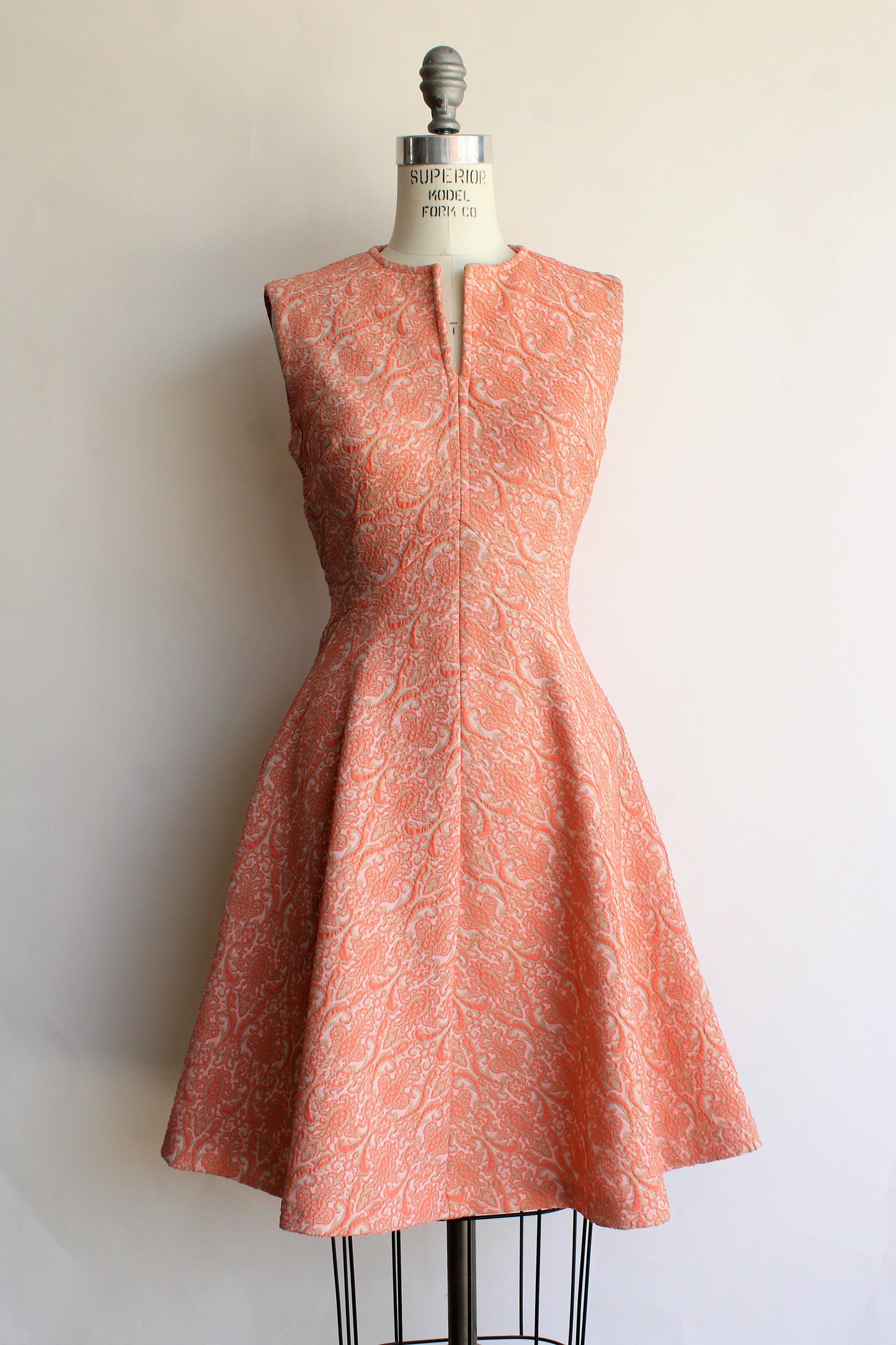 Vintage 1960s 1970s Orange Fit and Flare Dress