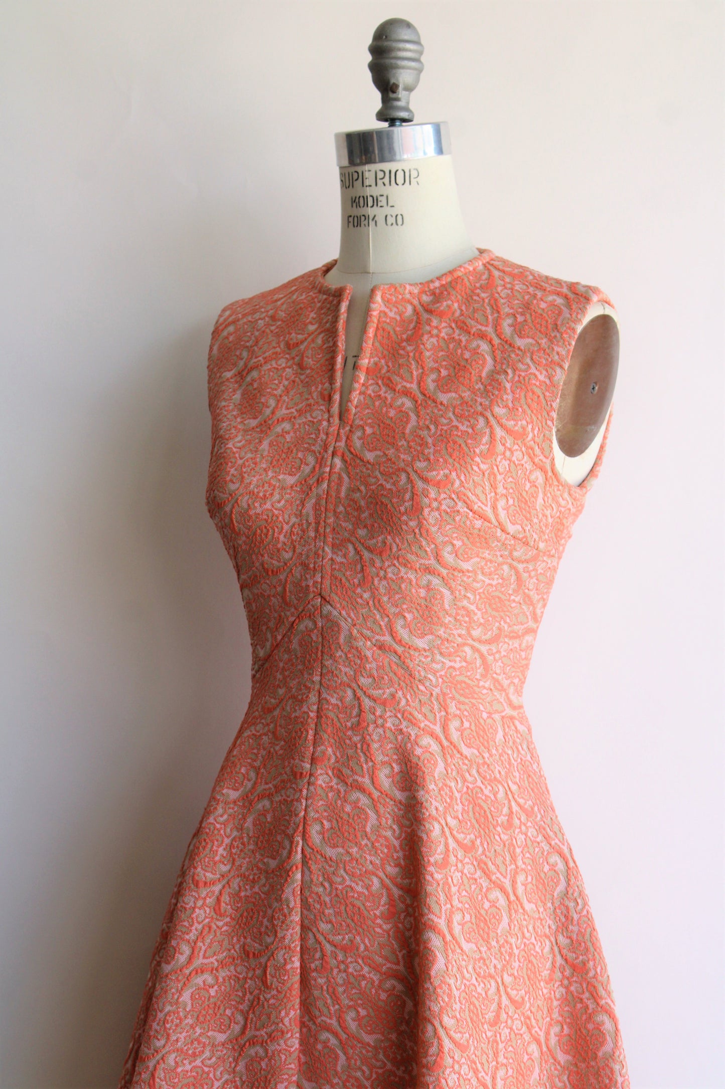 Vintage 1960s 1970s Orange Fit and Flare Dress