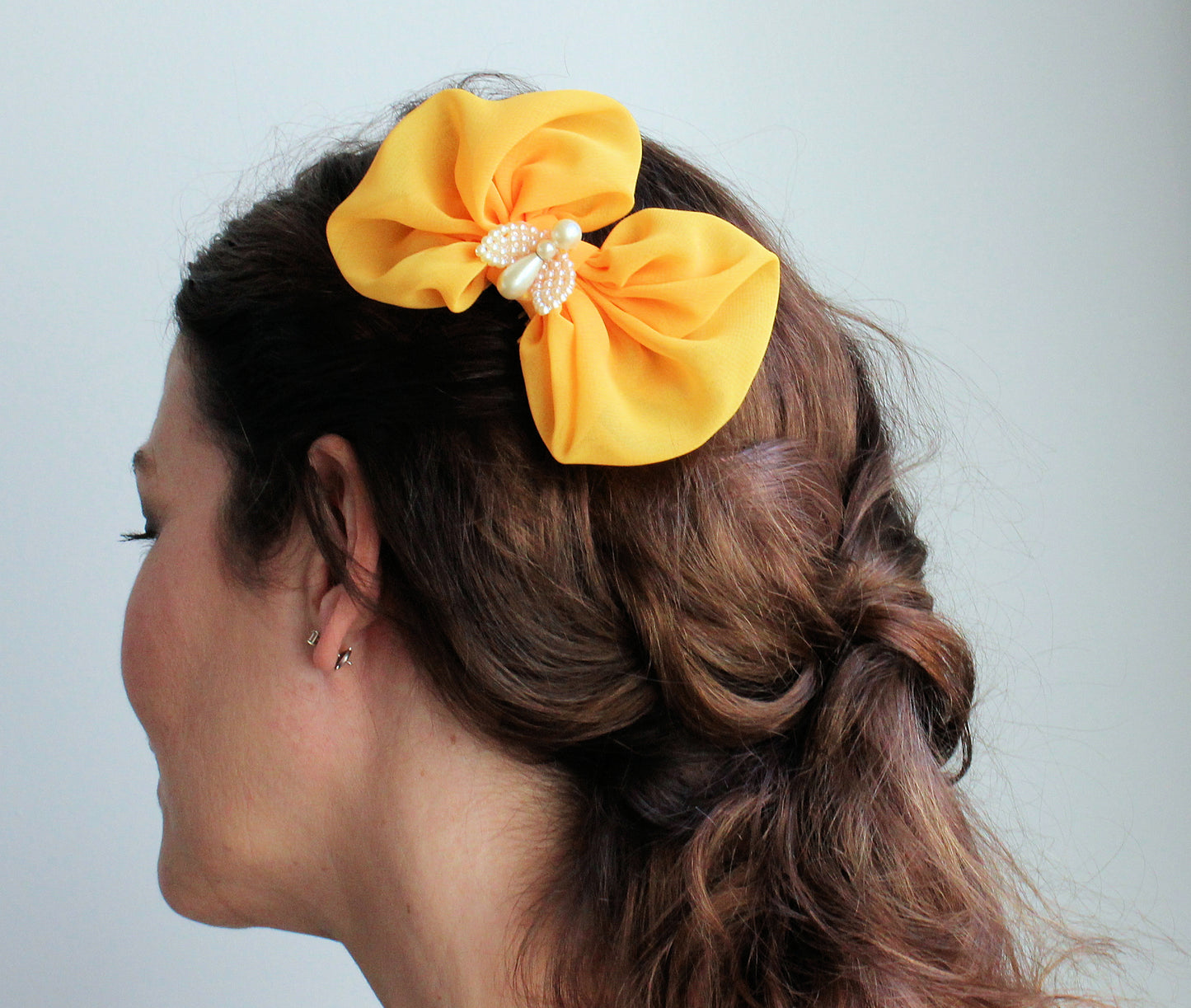 Vintage Inspired Angel Hair Bow on Comb