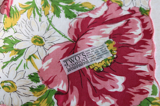 Vintage Floral Print Cotton Hanky 