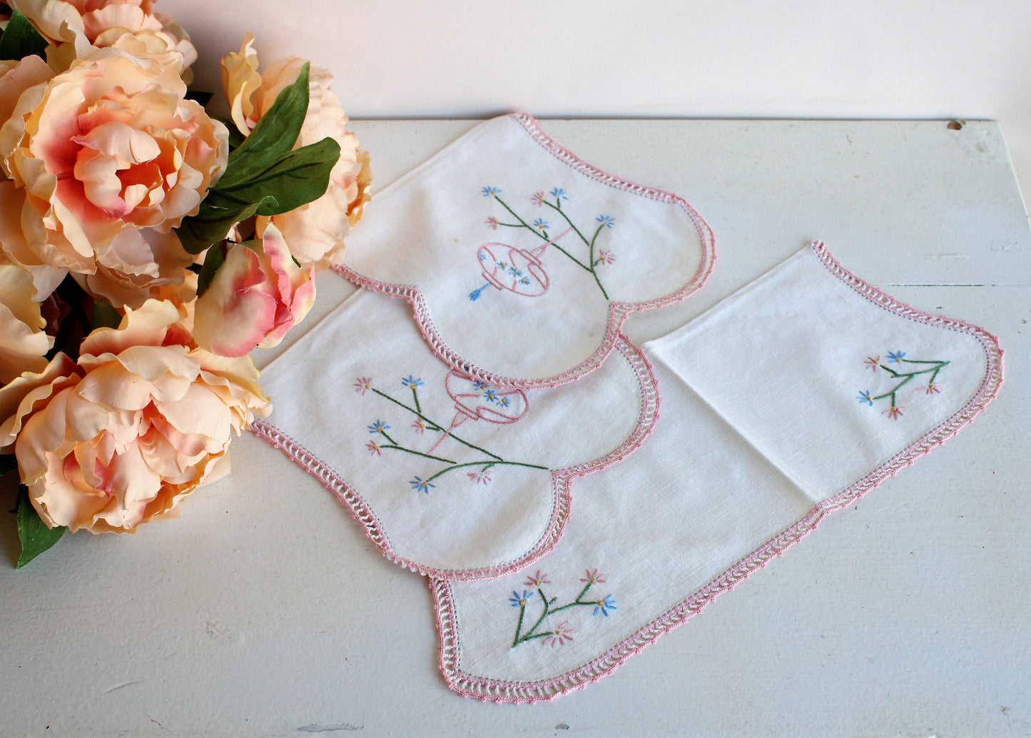 Vintage Embroidered Set of Three Sofa Covers