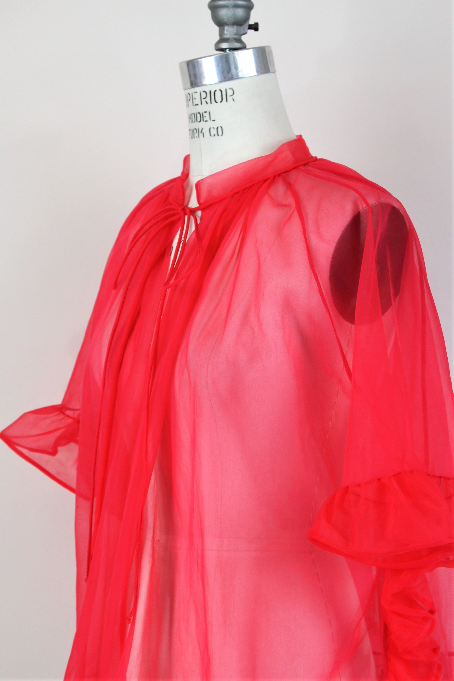 Vintage 1960s Red Peignoir Bed Jacket by Gaymode