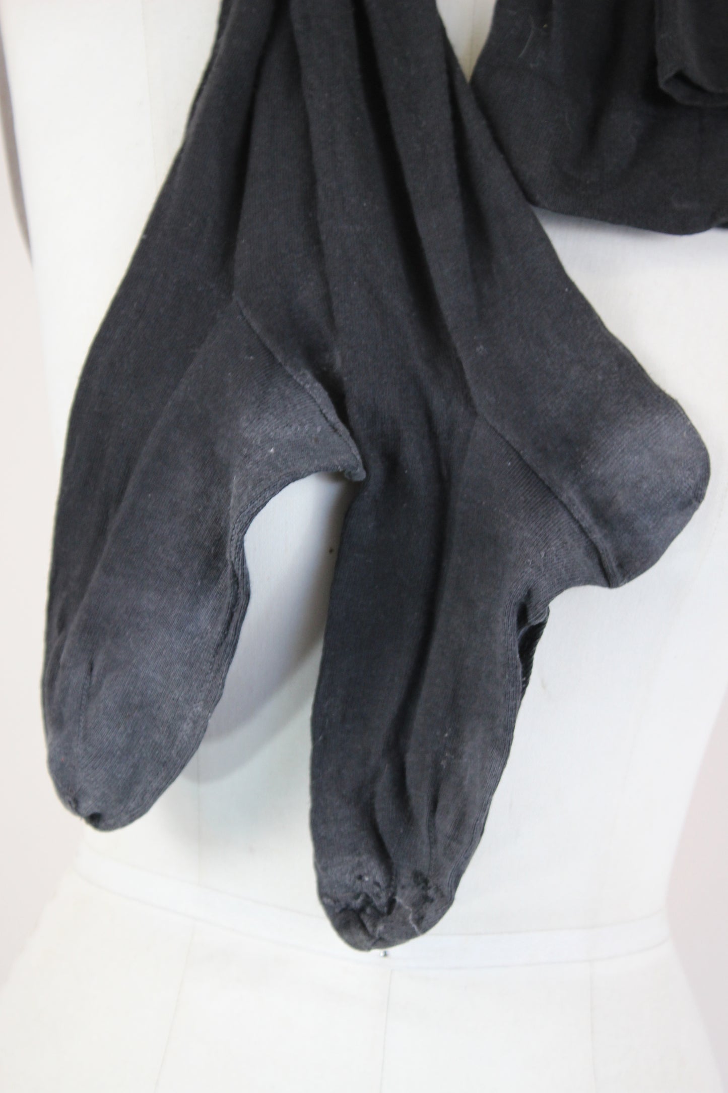 Antique Victorian Seamed Stockings Black Cotton