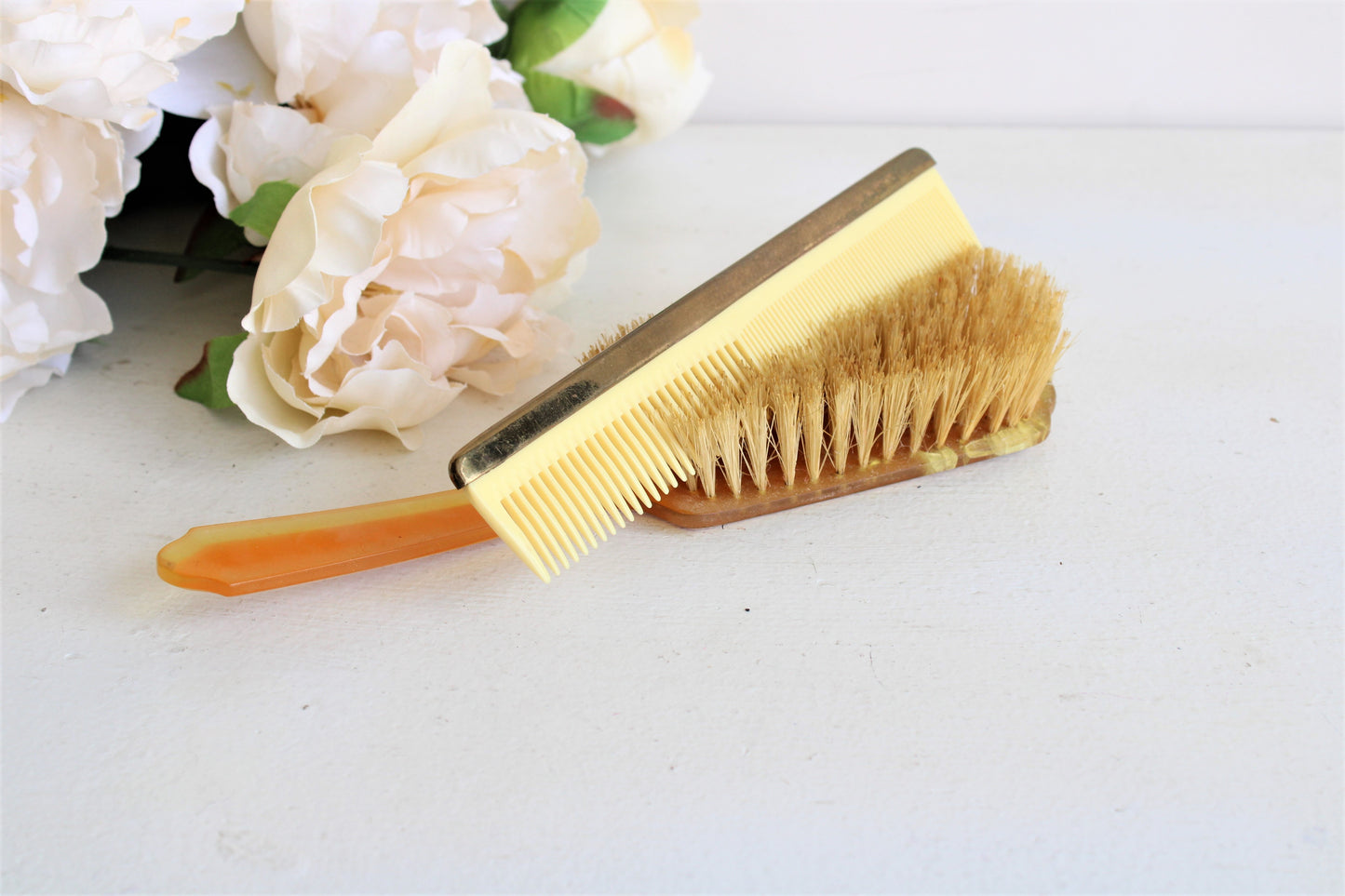 Vintage 1950s Lucite Brush and Comb Set