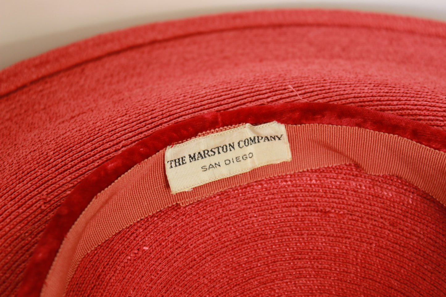 Vintage 1950s Wide Brimmed Red Straw Hat