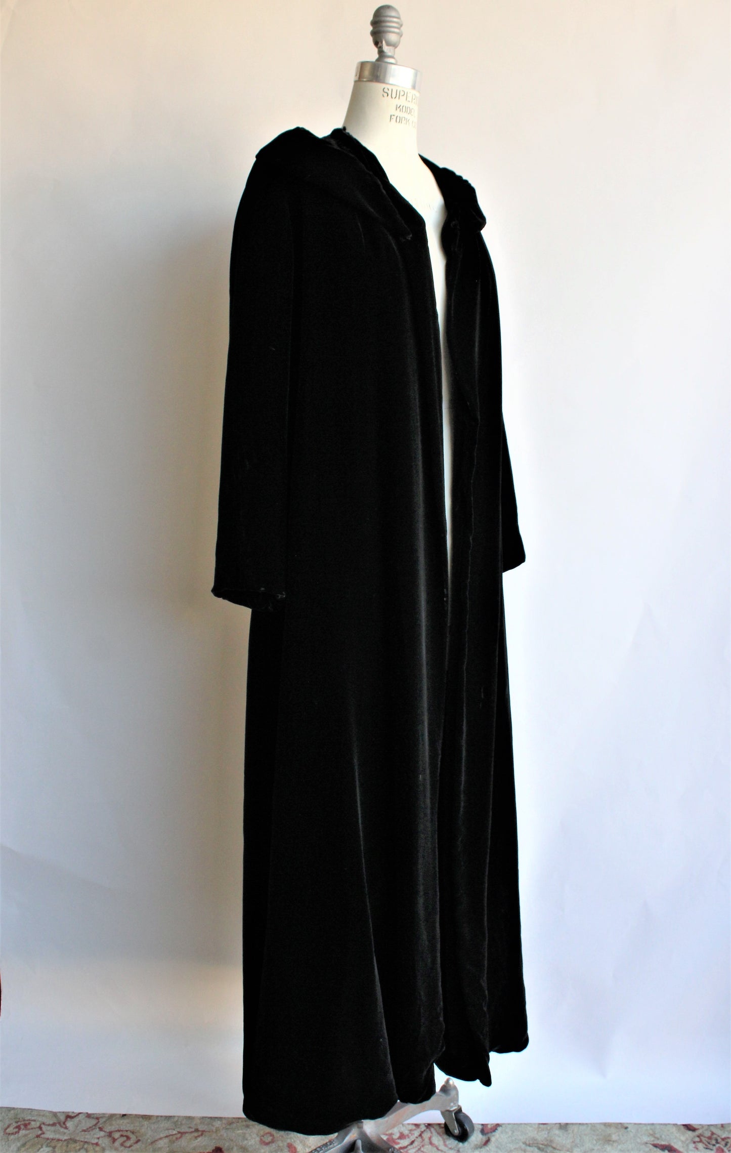 Vintage 1940s 1950s Black Velvet Opera Coat, Bergdorf Goodman New York