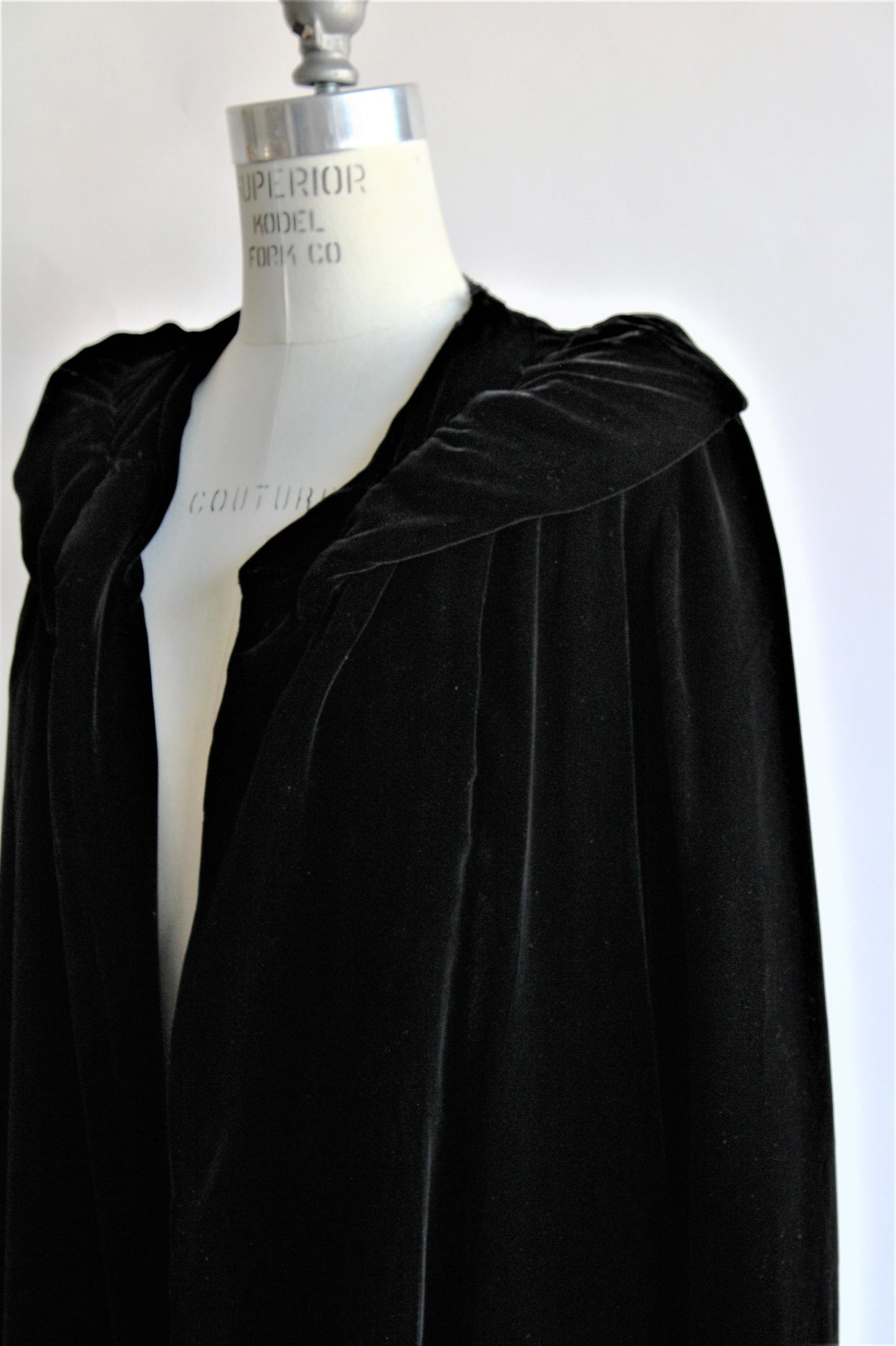 Vintage 1940s 1950s Black Velvet Opera Coat, Bergdorf Goodman New York