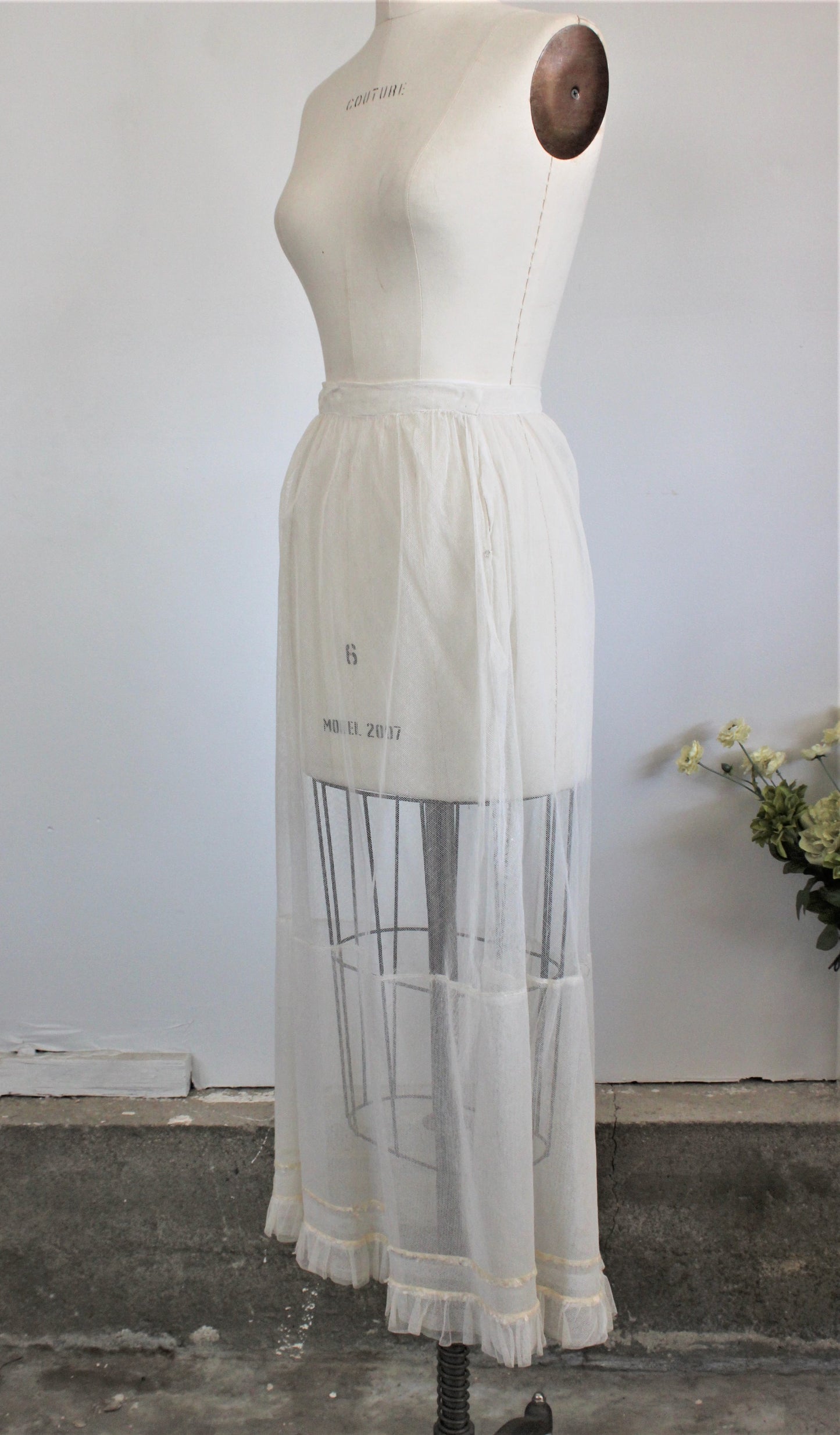 Vintage Antique Victorian White Tulle Petticoat