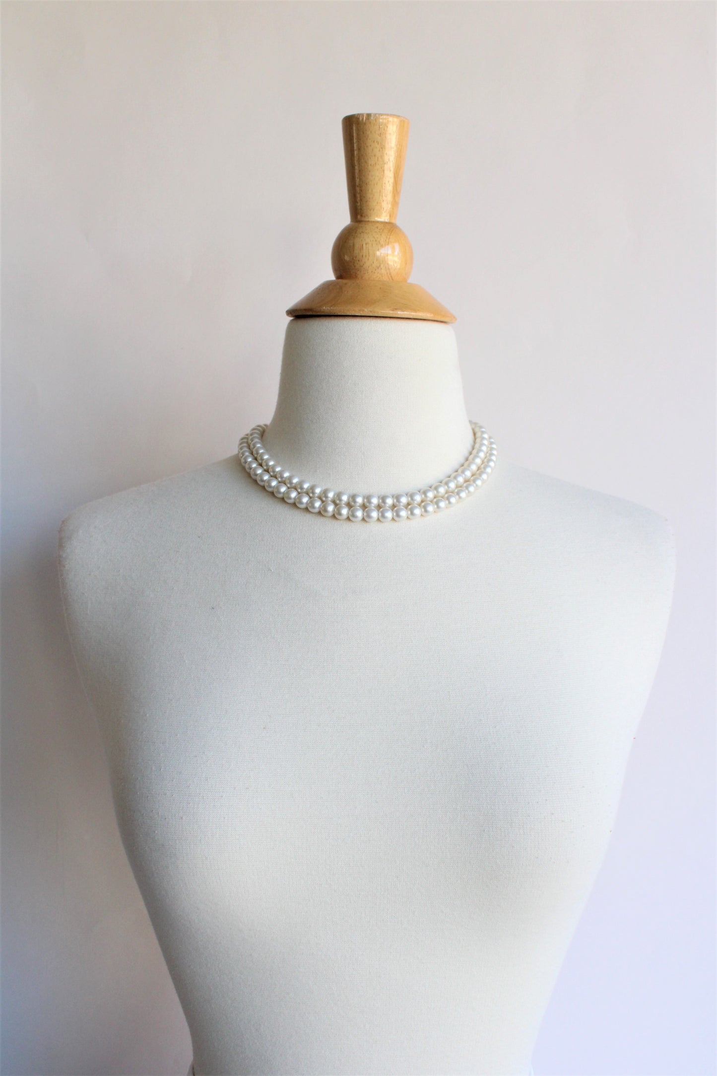 Vintage 1960s Double Strand Faux Pearl Necklace