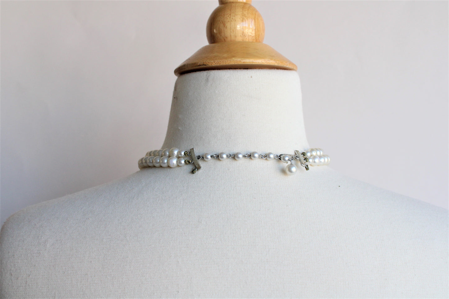Vintage 1960s Double Strand Faux Pearl Necklace