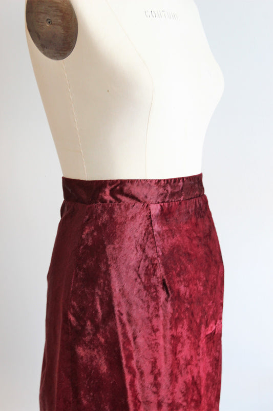 Vintage 1990s Red Velvet Mini Skirt / Rampage