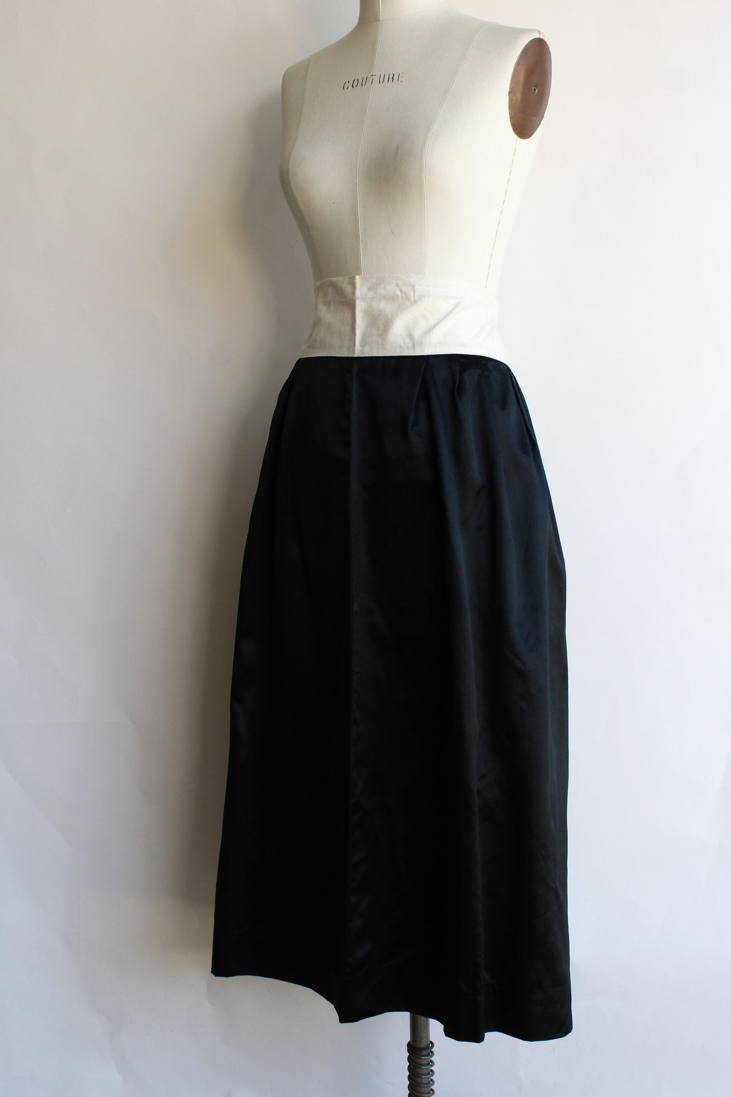 Antique 1910s Black Silk Satin Skirt