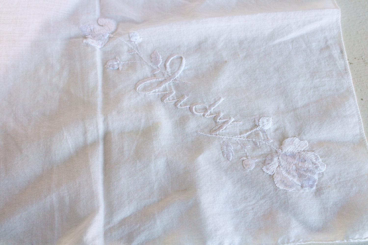 Vintage Embroidered Hanky, Monogrammed with Judy