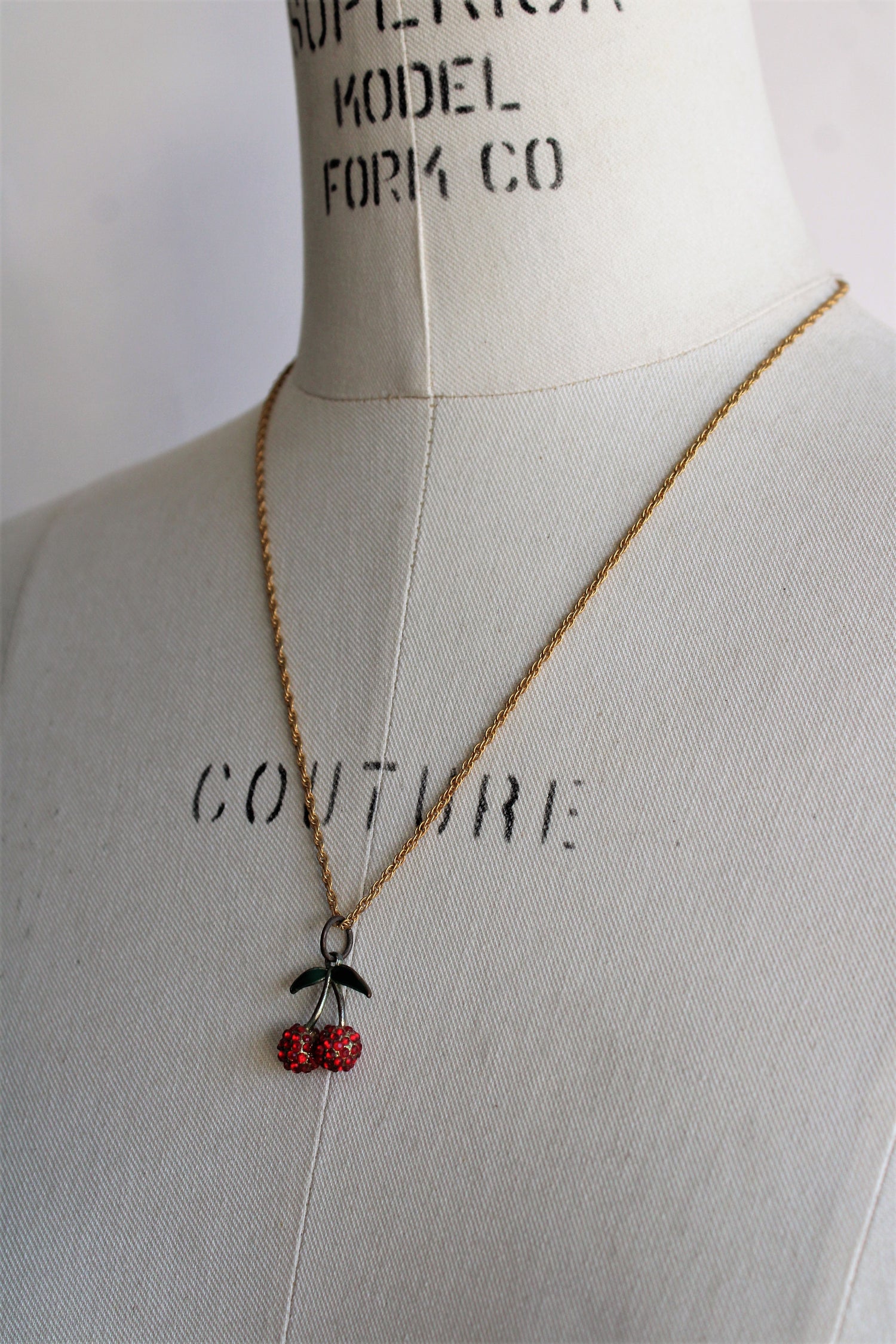 Vintage Cherry Pendant Necklace