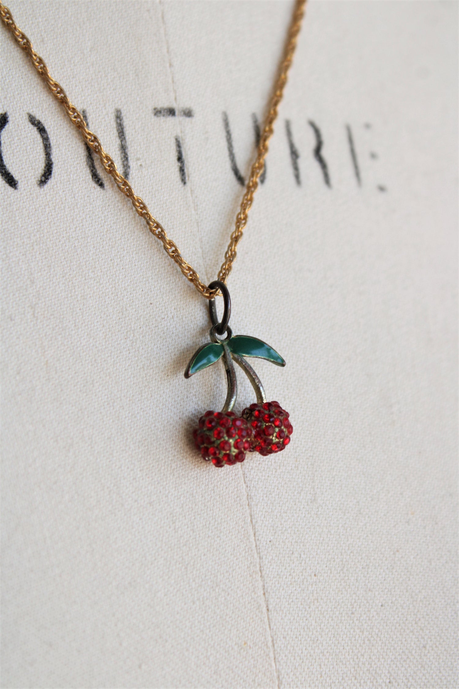 Vintage Cherry Pendant Necklace