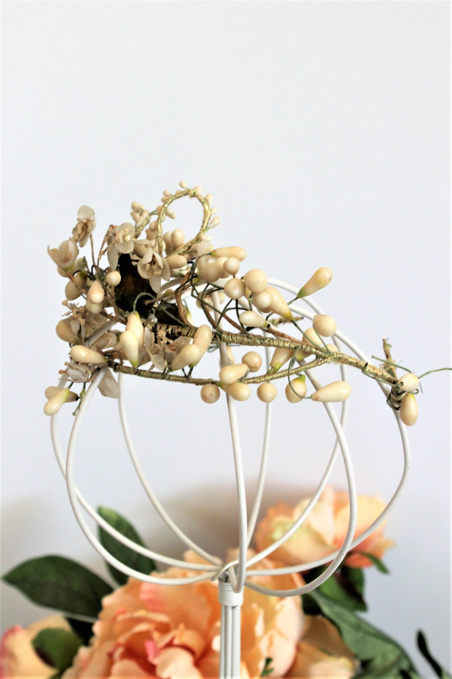 Vintage 1910s 1920s Bridal Crown With Wax Flowers