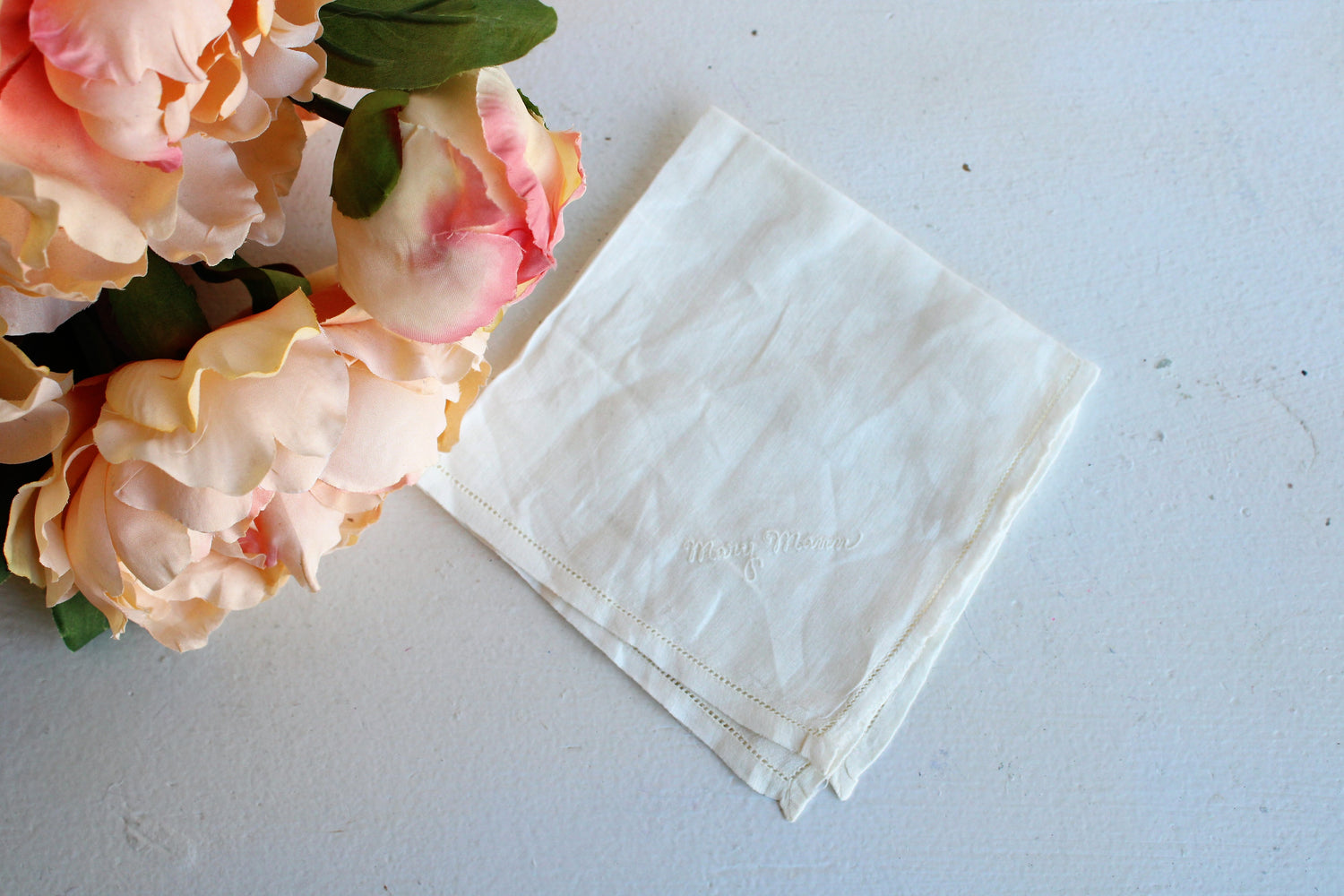 Vintage Handkerchief With Embroidered Name, Mary Mann