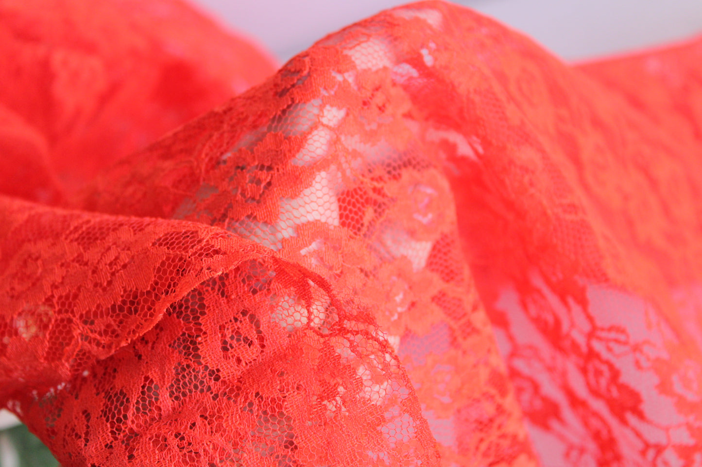 Vintage Red Lace Fabric Piece
