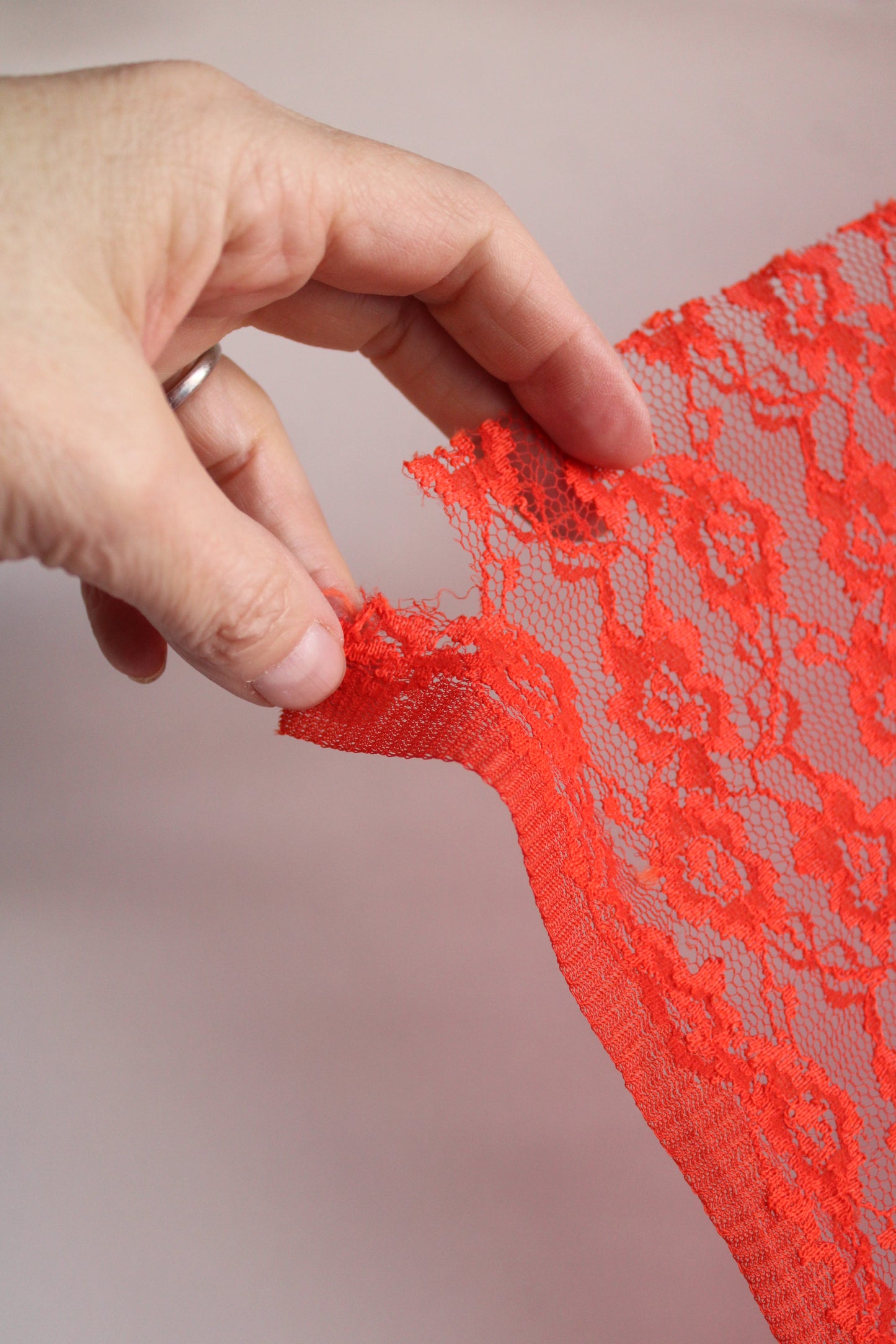 Vintage Red Lace Fabric Piece